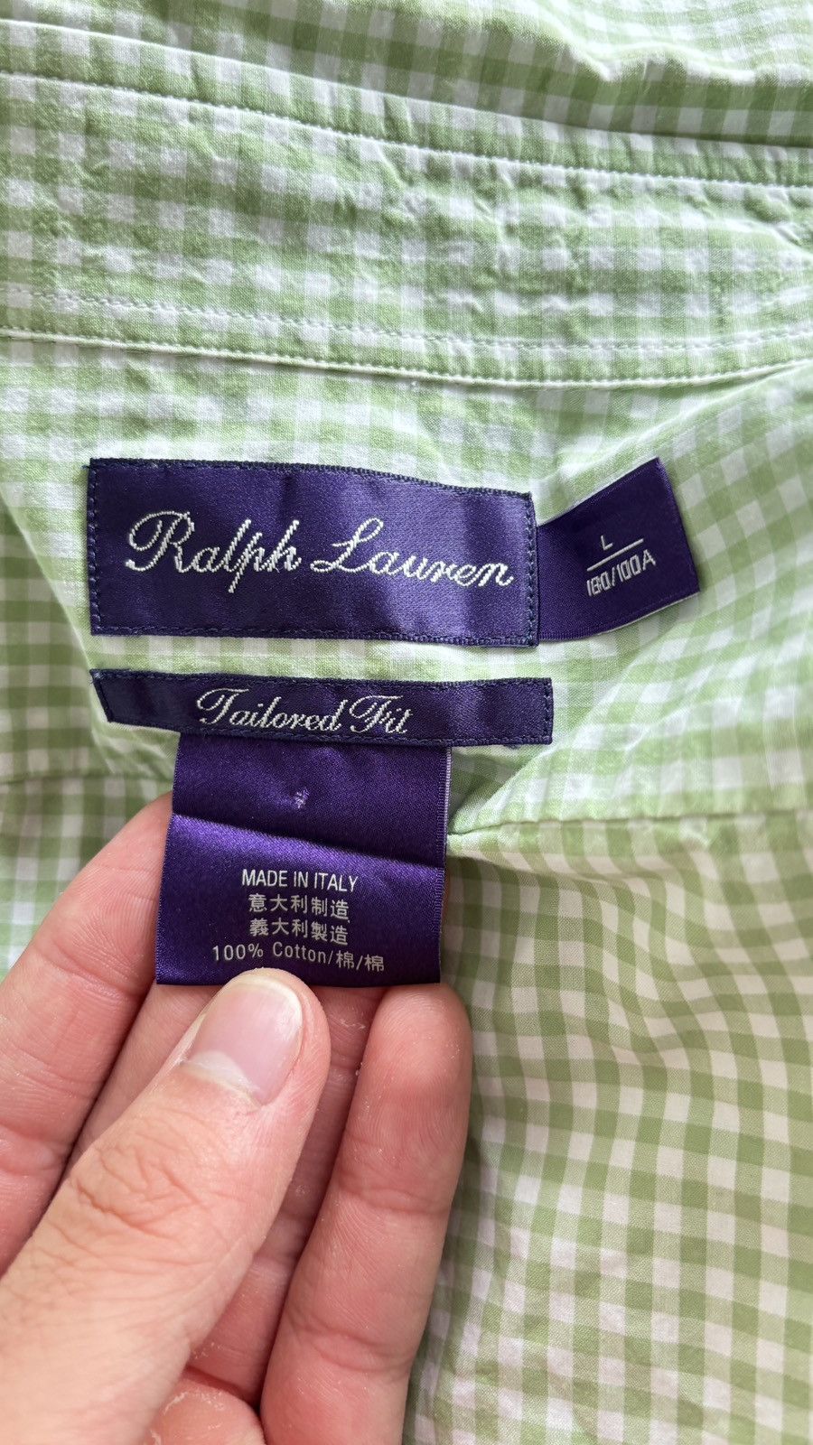 Polo Ralph Lauren × Ralph Lauren × Ralph Lauren Purple Label Ralph Lauren Purple Label Green Striped Button Up Size US L / EU 52-54 / 3 - 3 Thumbnail