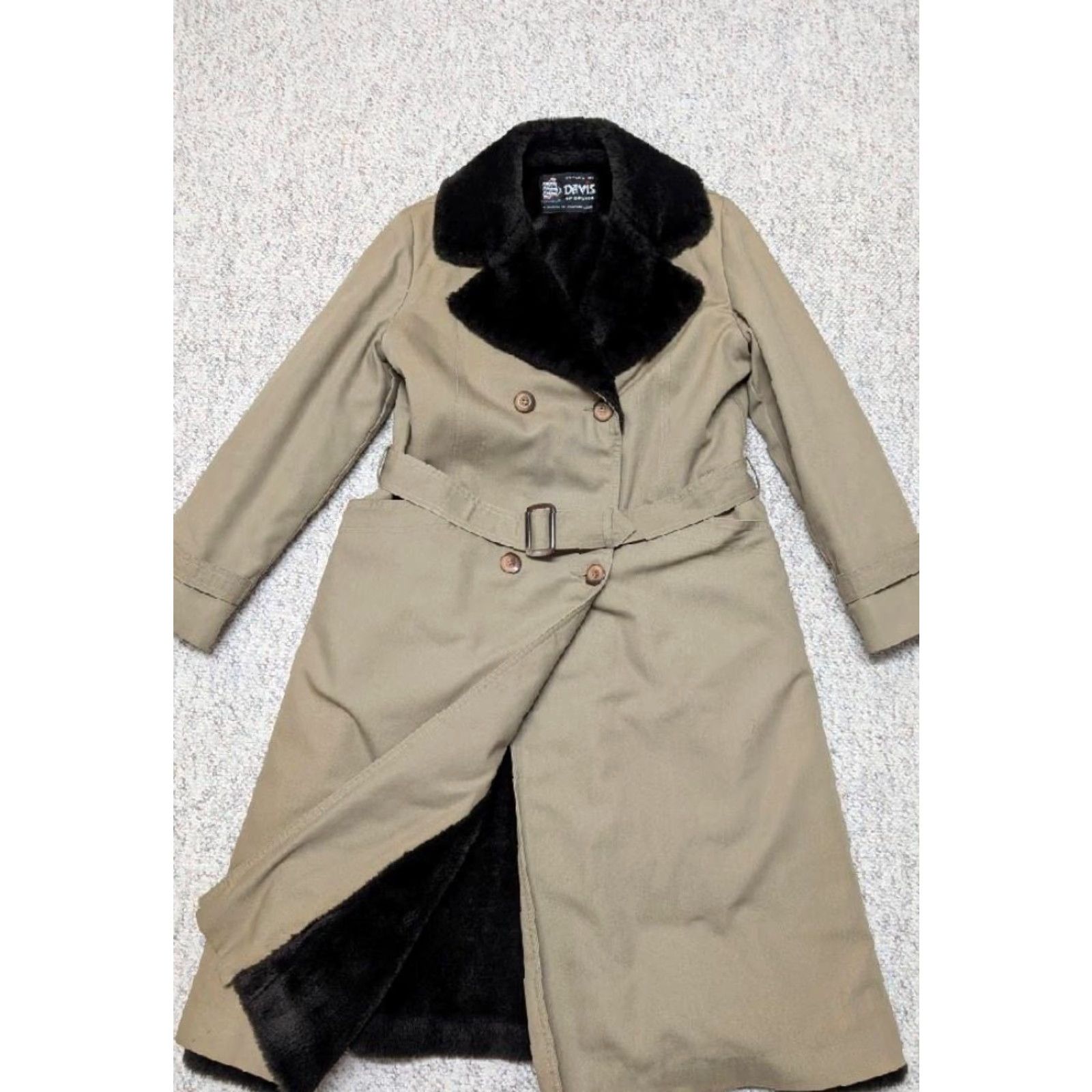 Vintage VINTAGE overcoat BELTED COAT Women M tan faux fur acrylic pile 1970s-80s Size M / US 6-8 / IT 42-44 - 3 Thumbnail