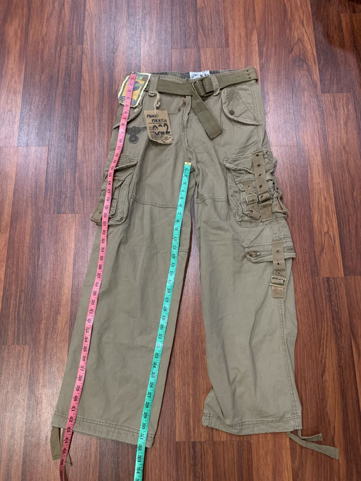 Japanese Brand Multipocket Cargo Creater Pants With Belt Size US 33 - 11 Thumbnail