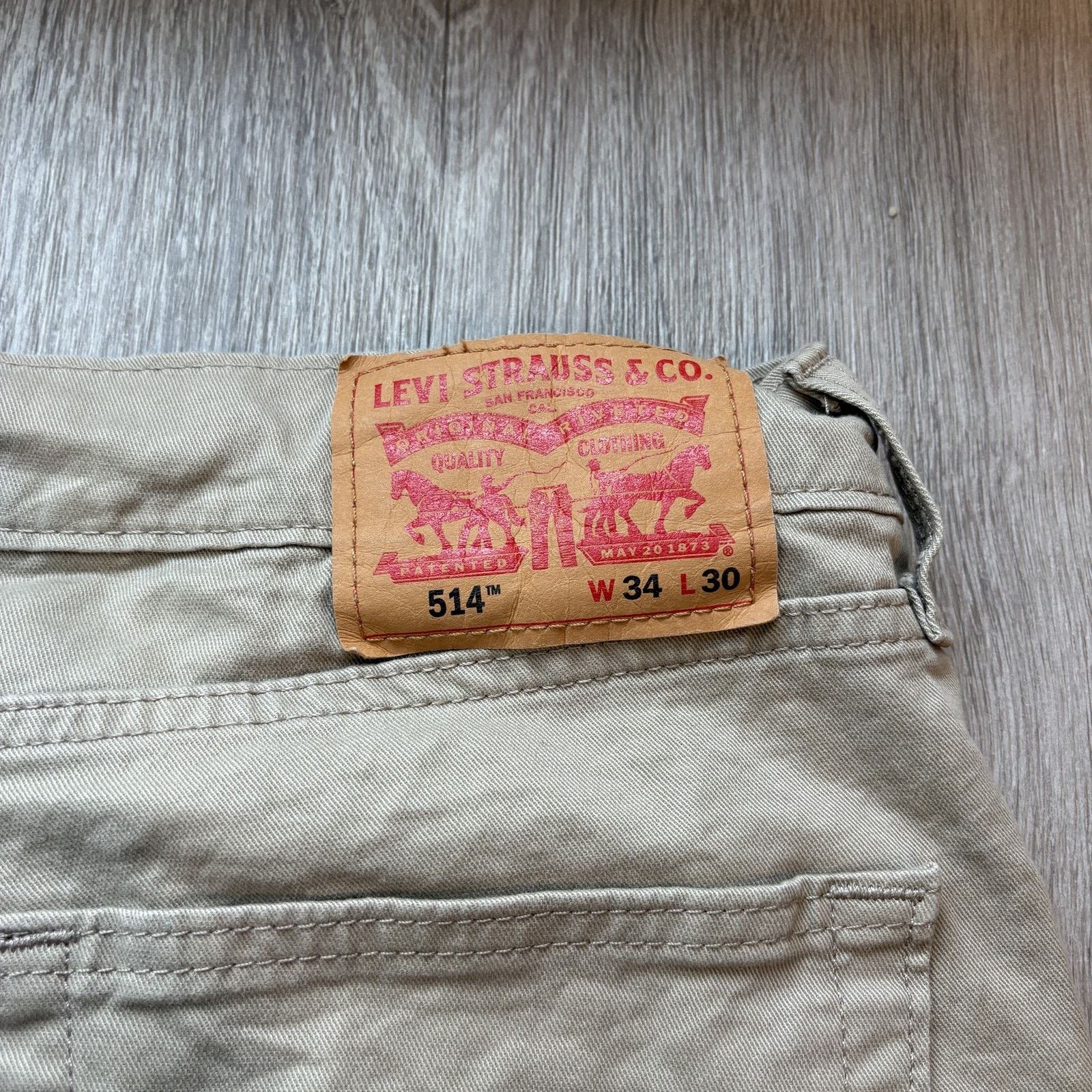 Levi's Levi's 514 Men's 34x30 Khaki Straight Leg Twill Pants Size US 34 / EU 50 - 9 Thumbnail
