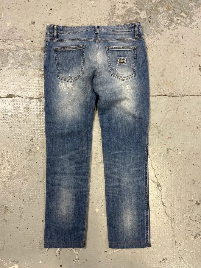 Designer × Dolce & Gabbana × Vintage 2000s Dolce & Gabbana Blue Distressed Denim Jeans Size 26" / US 2 / IT 38 - 4 Thumbnail