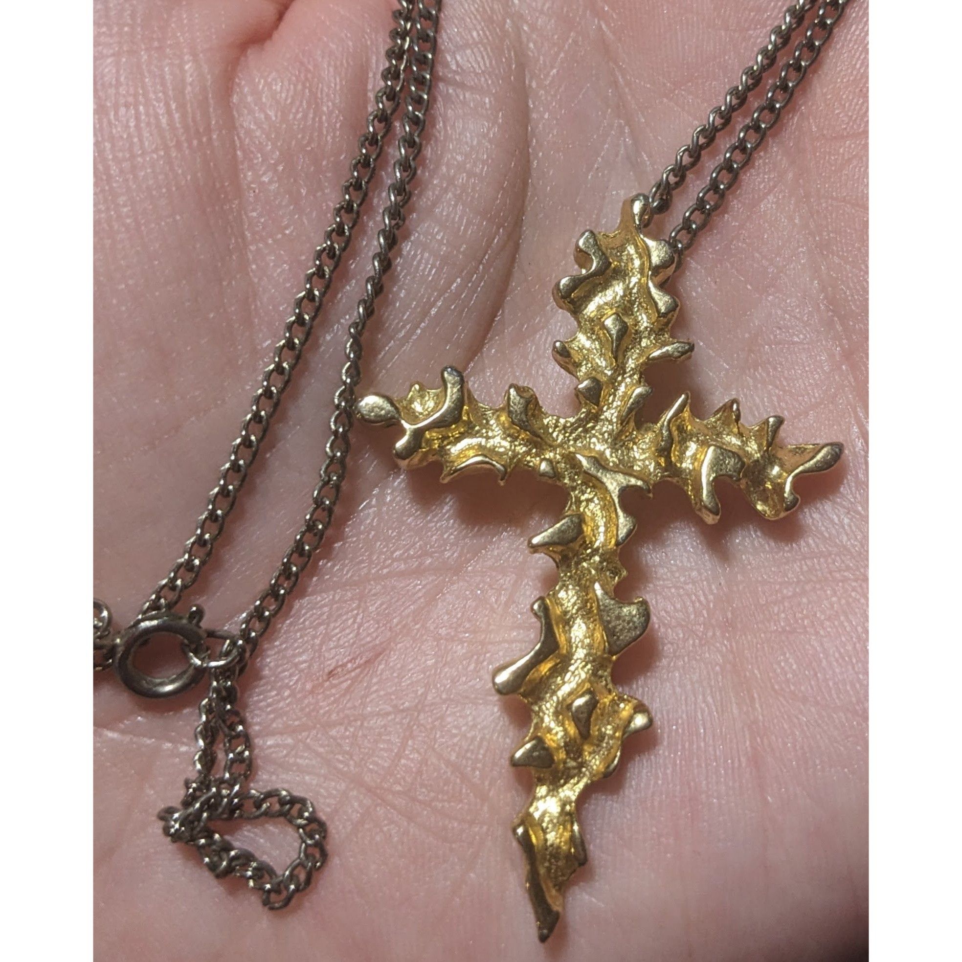 Other Abstract Gold Flame Cross Pendant Necklace Size ONE SIZE - 8 Thumbnail