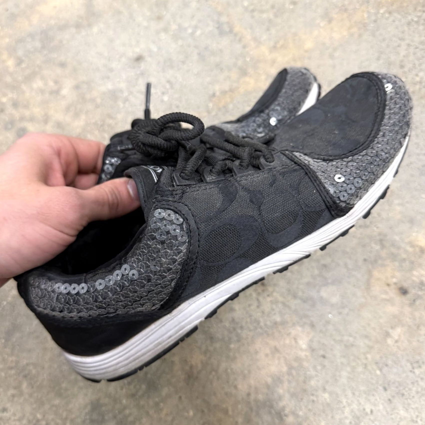 Coach COACH Karine Signature C Sneakers Black With Sequin Size 8 M Womens Sneaker Walking Casual Shoes Signature C Logo Small Details M Womens Size US 6 / IT 36 - 6 Thumbnail
