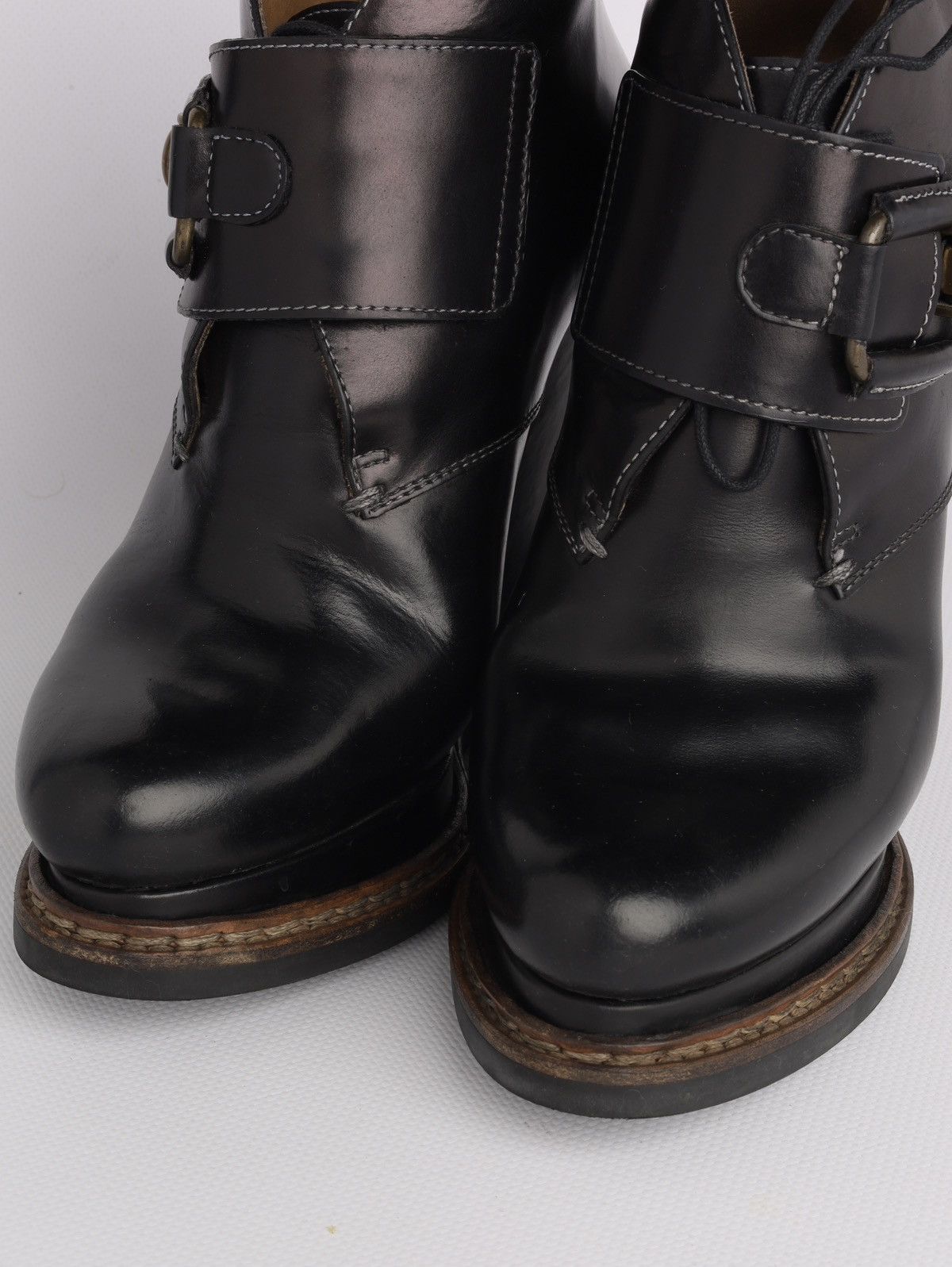 Jil Sander Jil Sander Leather Black Hi Heel Boots Platform Wedge Buckle Size US 6 / IT 36 - 6 Thumbnail