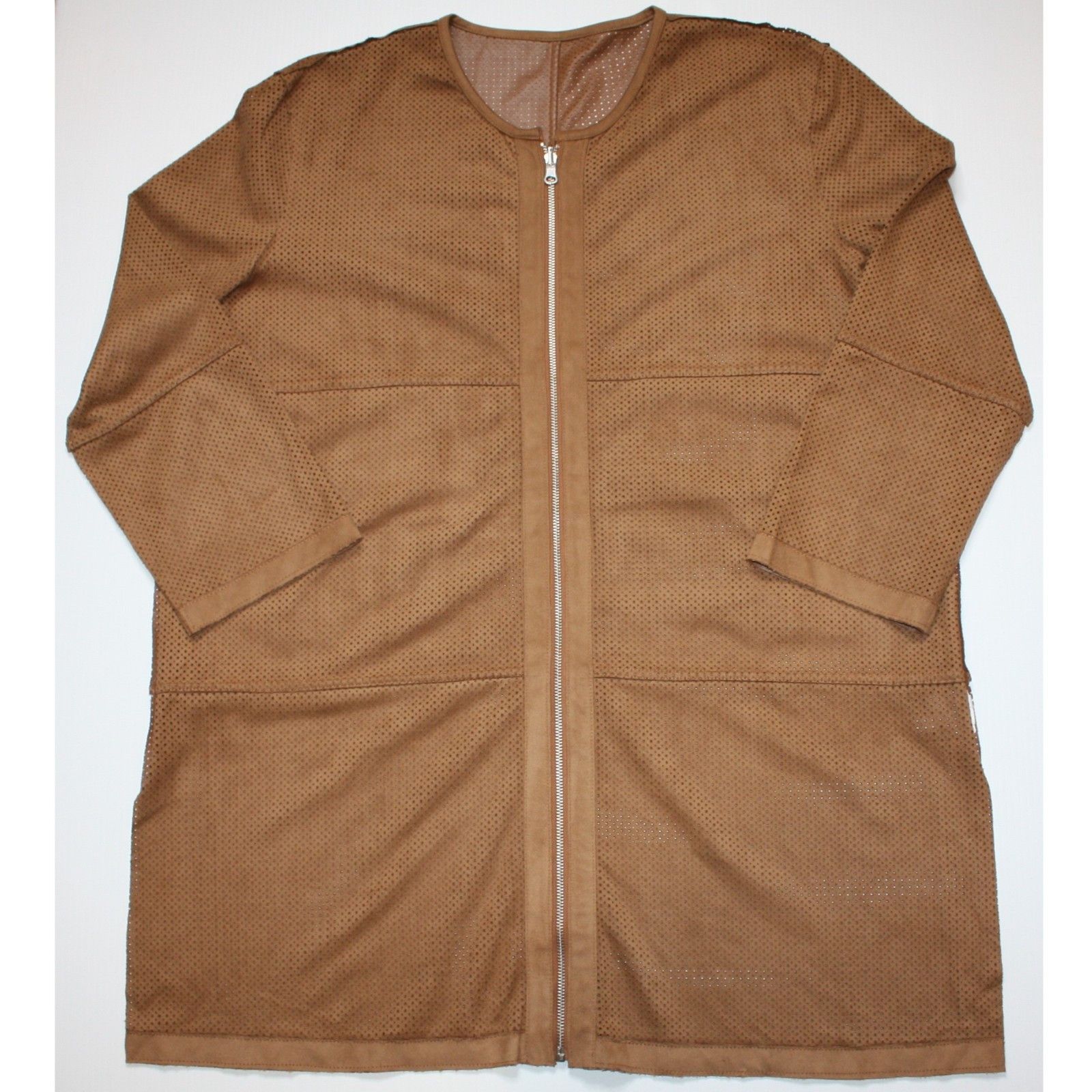 Other Luii Light Brown Tan Color Faux Suede Coat Perforated Jacket Size XL / US 12-14 / IT 48-50 - 1 Thumbnail