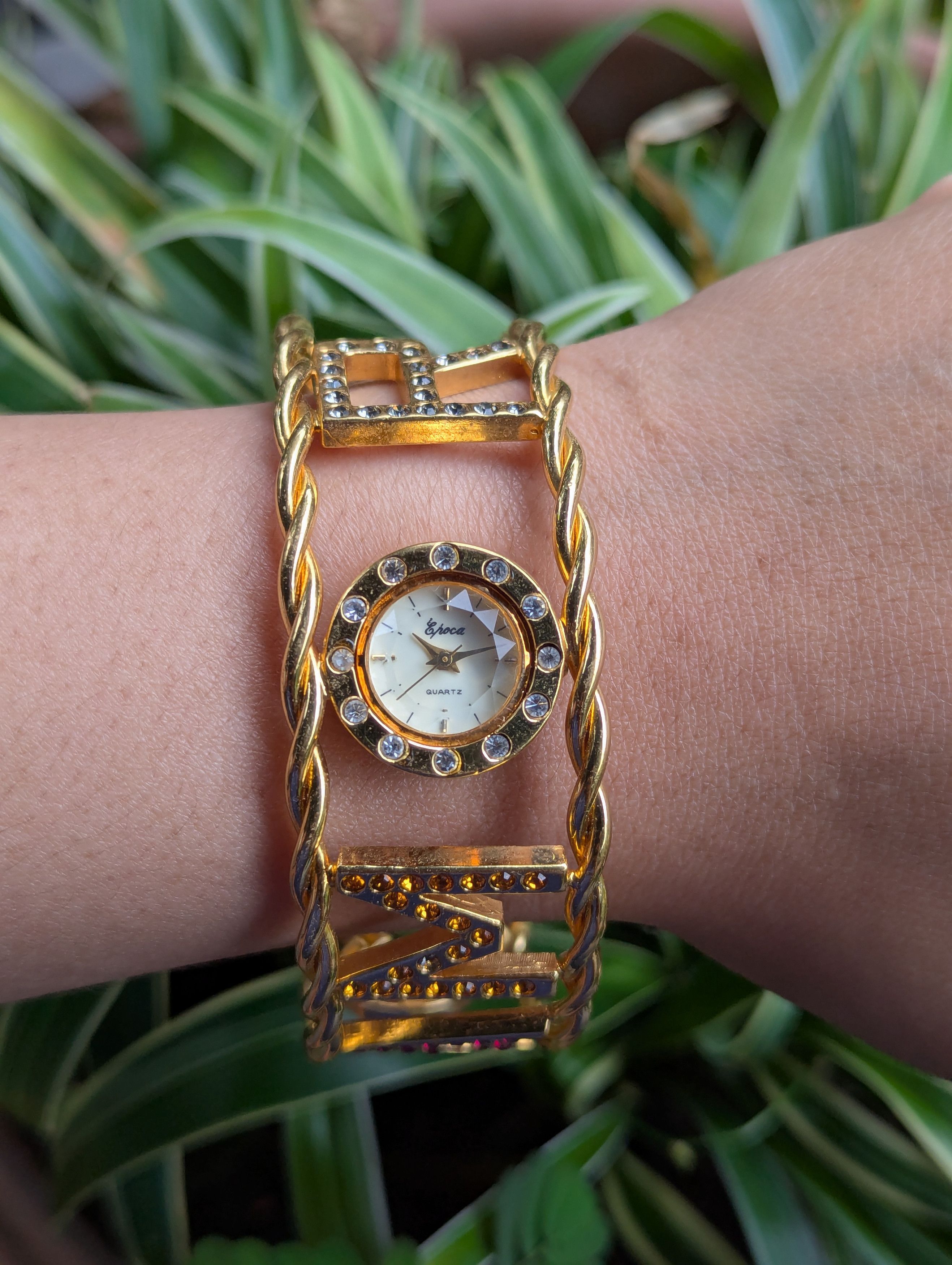 Designer RARE Epoca Watch with AMOR(Love) Spellout Bracelet Size ONE SIZE - 1 Thumbnail