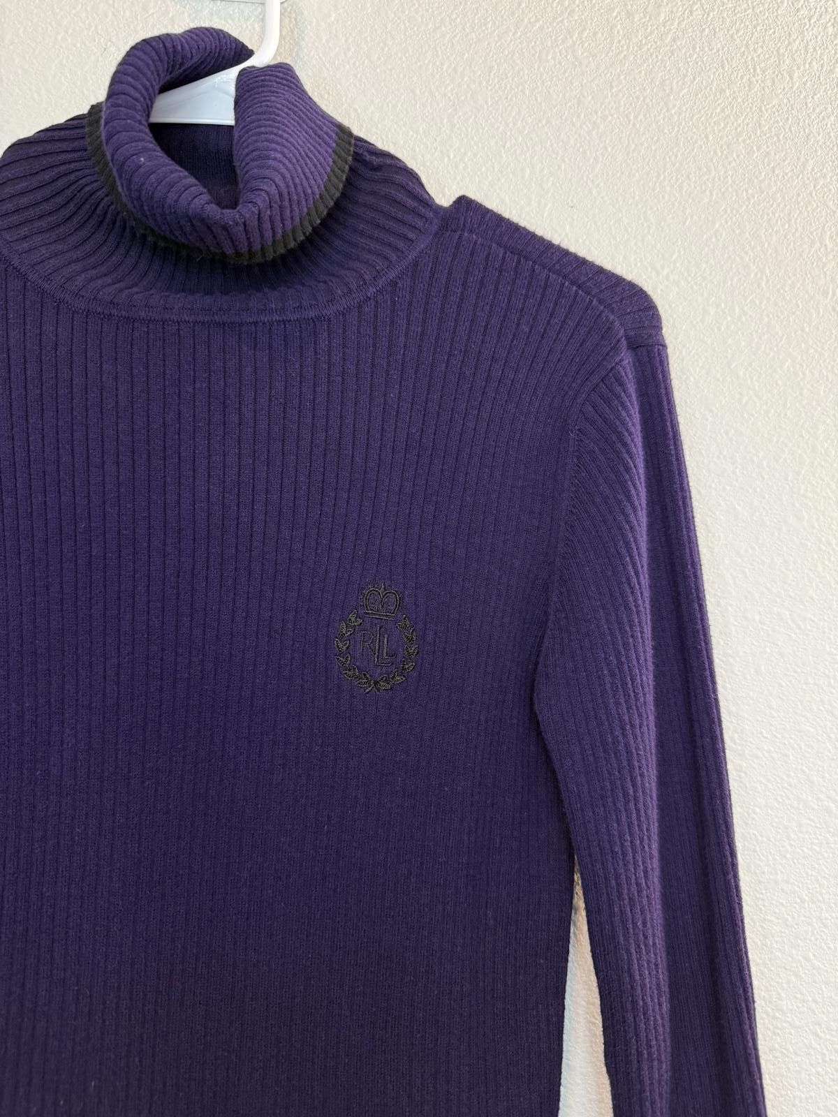 Designer Vintage Ralph Lauren purple high turtleneck knit sweater Size S / US 4 / IT 40 - 1 Thumbnail