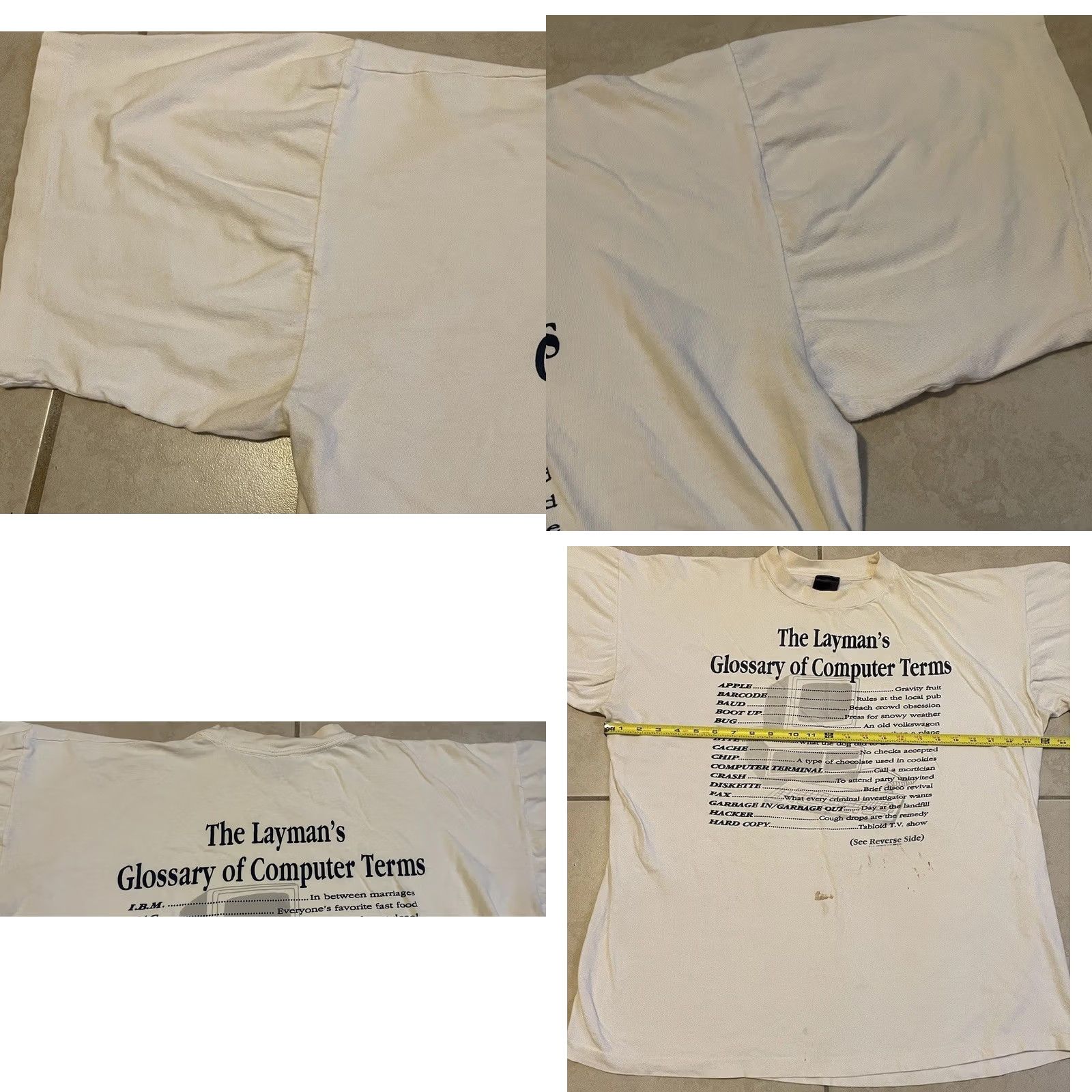 Apple VINTAGE 90s Computer Terms Faded Shirt XXL Mens White Cotton T-Shirt 2XL Single Stitch Intel i960 Funny Tech Electronics Retro Garbage? Size US XXL / EU 58 / 5 - 10 Thumbnail