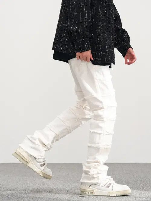 Jean damaged flared grunge ripped jeans Size US 32 / EU 48 - 2 Thumbnail