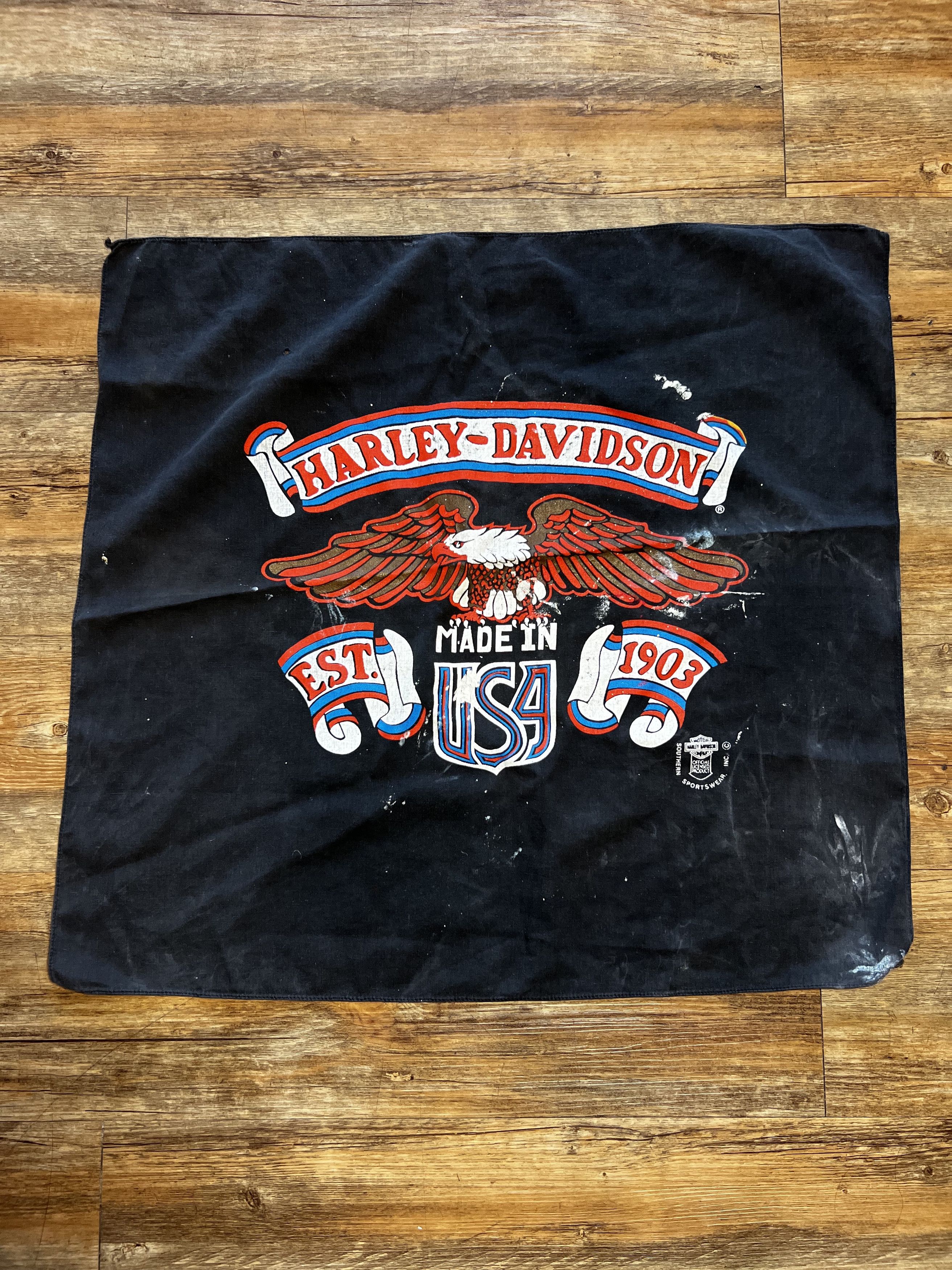 Vintage Vintage 1980's Official Harley Davidson Eagle Logo Bandana Size ONE SIZE - 1 Thumbnail