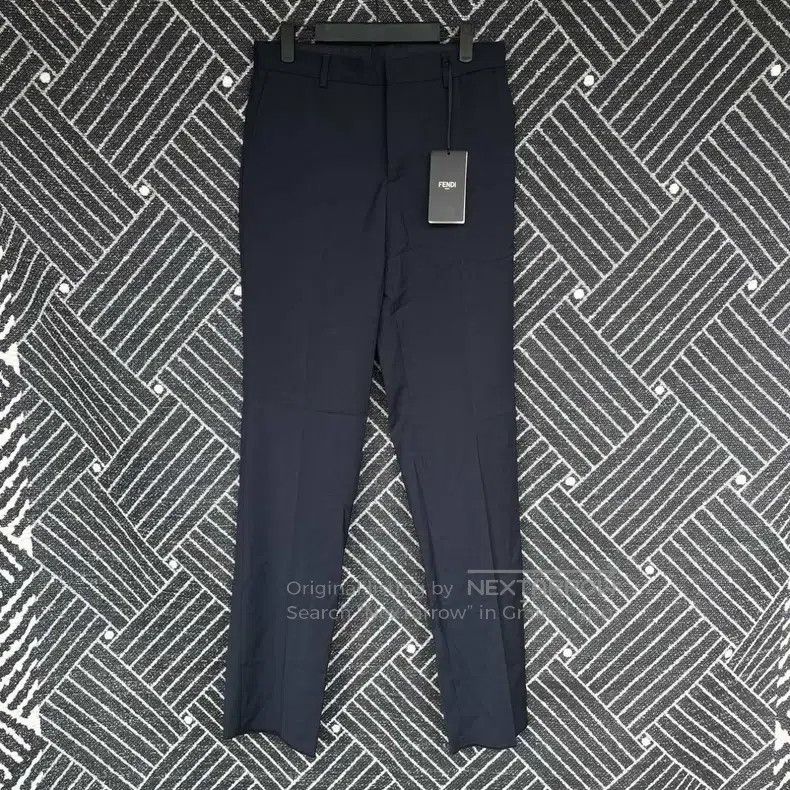 Fendi Fendi Solid Color Pure Wool Tapered Pants - Khaki Size 44L - 1 Thumbnail
