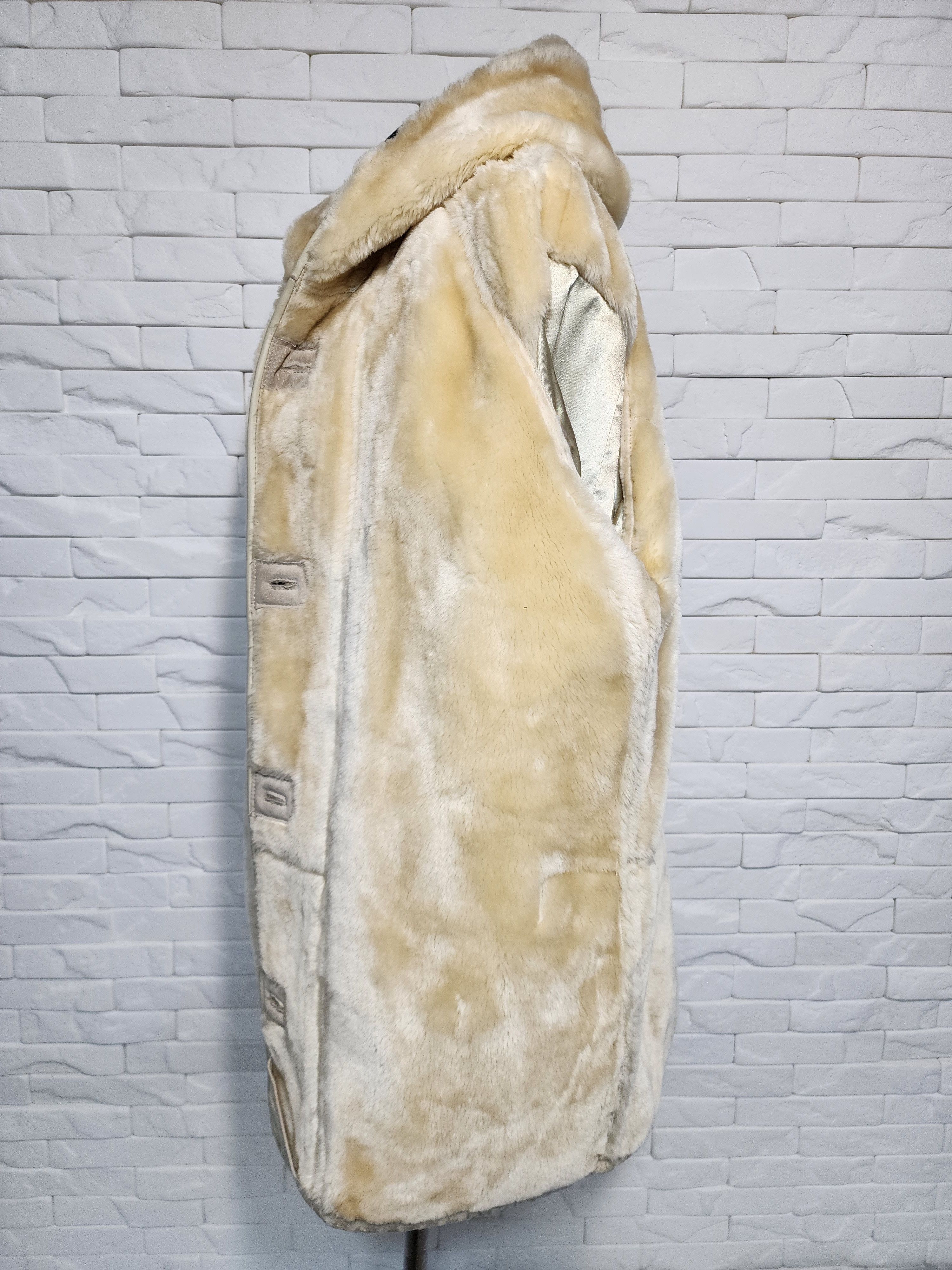 Genuine Leather Women's Beige Hooded Fur Jacket Size XXL / US 16-18 / IT 52-54 - 10 Thumbnail