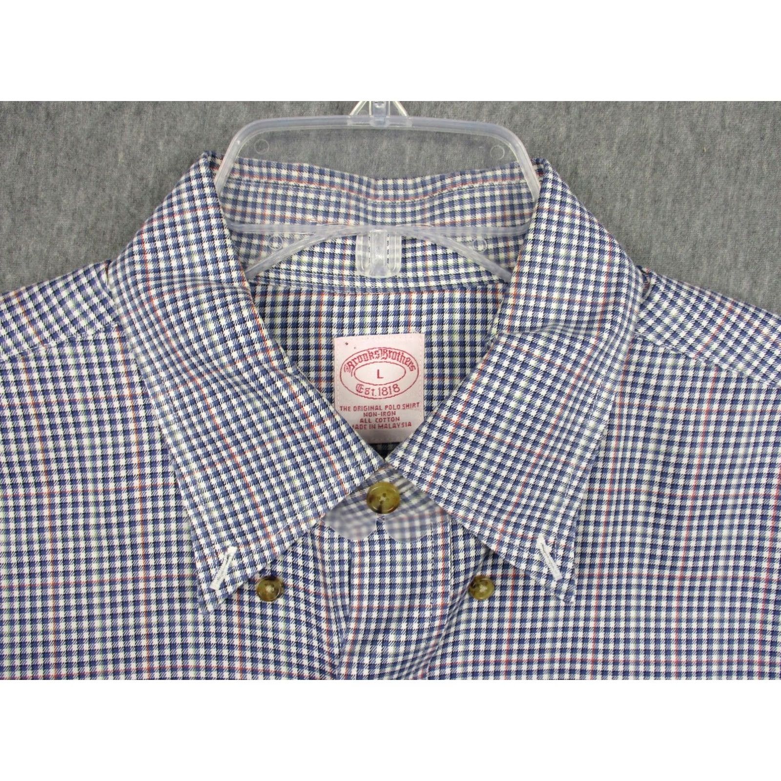 Brooks Brothers Brooks Brothers Shirt Mens Large Blue Red Check Non-Iron Cotton Long Sleeve Size US L / EU 52-54 / 3 - 3 Thumbnail