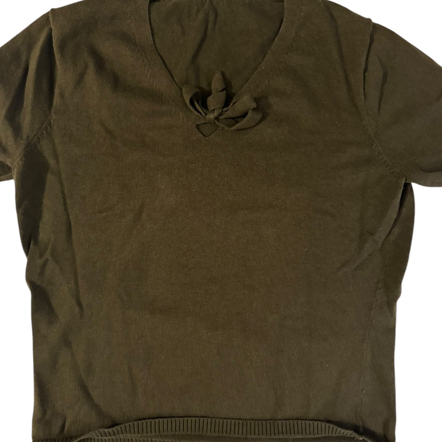 Gap GAP Dark Green Sweater Cropped with V-Neck Bow Accent Medium Size M / US 6-8 / IT 42-44 - 1 Thumbnail