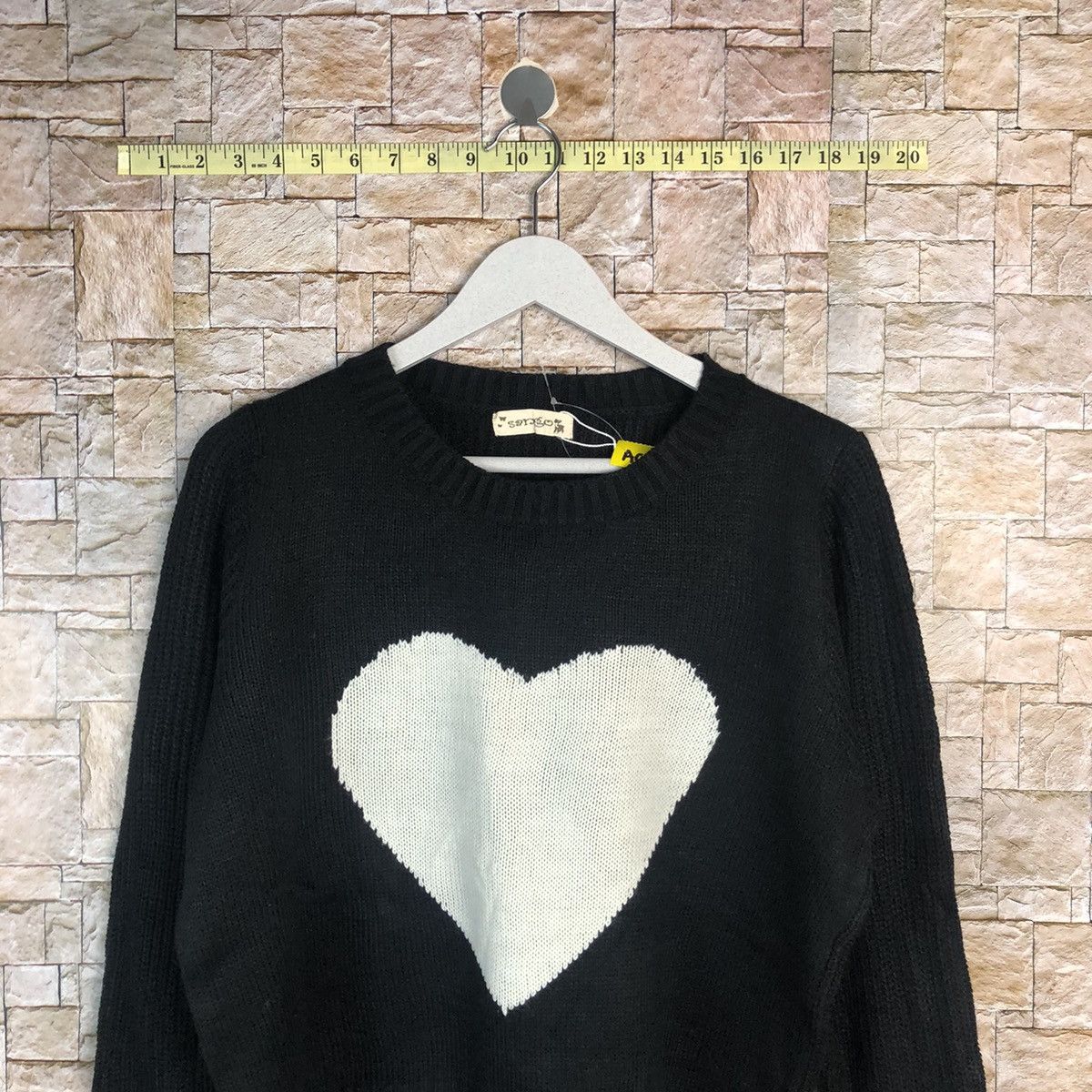 Homespun Knitwear × Japanese Brand Sango love Black white Knitwear sweatshirt #A911 Size M / US 6-8 / IT 42-44 - 2 Thumbnail
