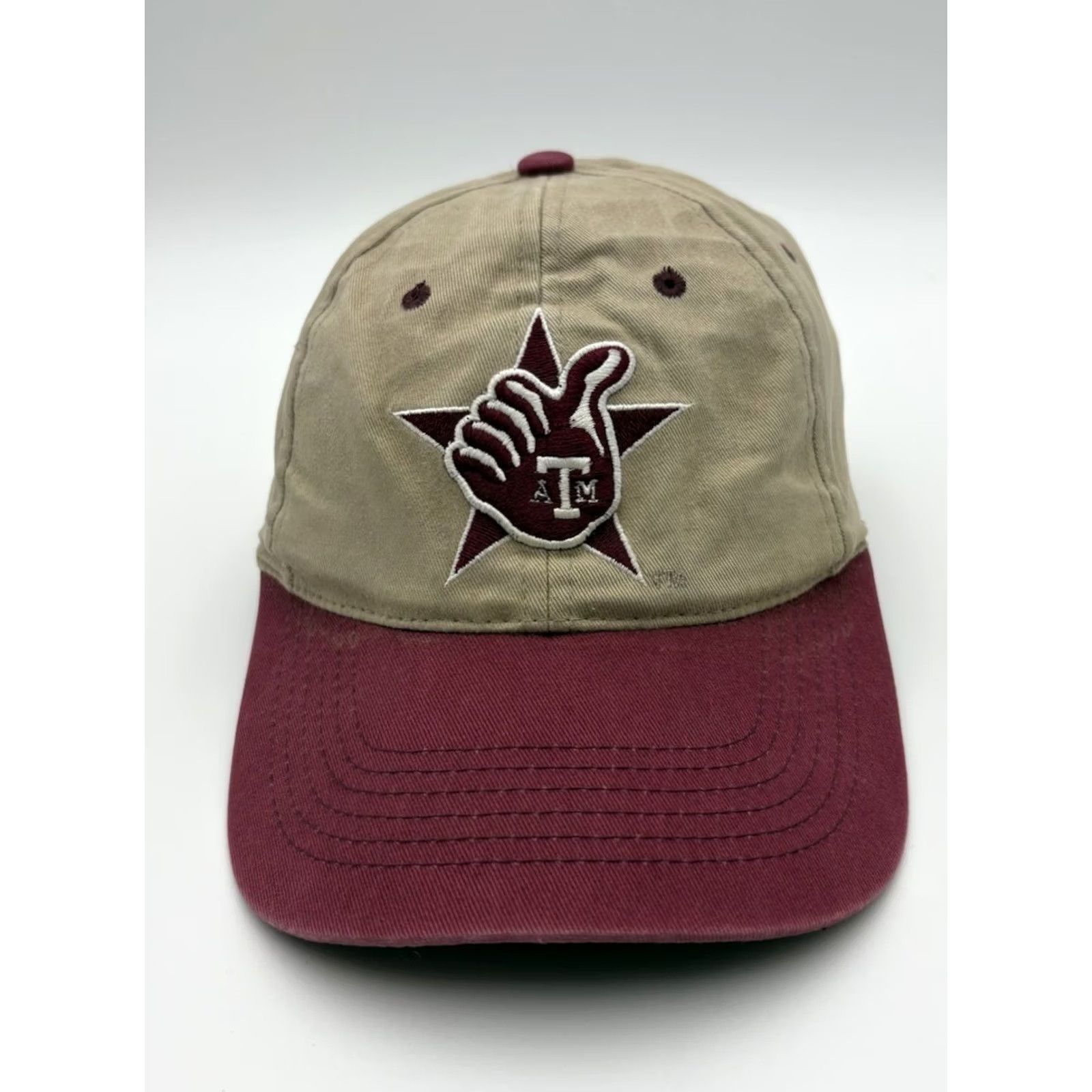 Vintage VINTAGE Texas AM A&M Aggies Hat Beige / Tan Strap Back Cap One Size Fits All Men Snapback 90s Adjustable Lightweight Size ONE SIZE - 2 Thumbnail