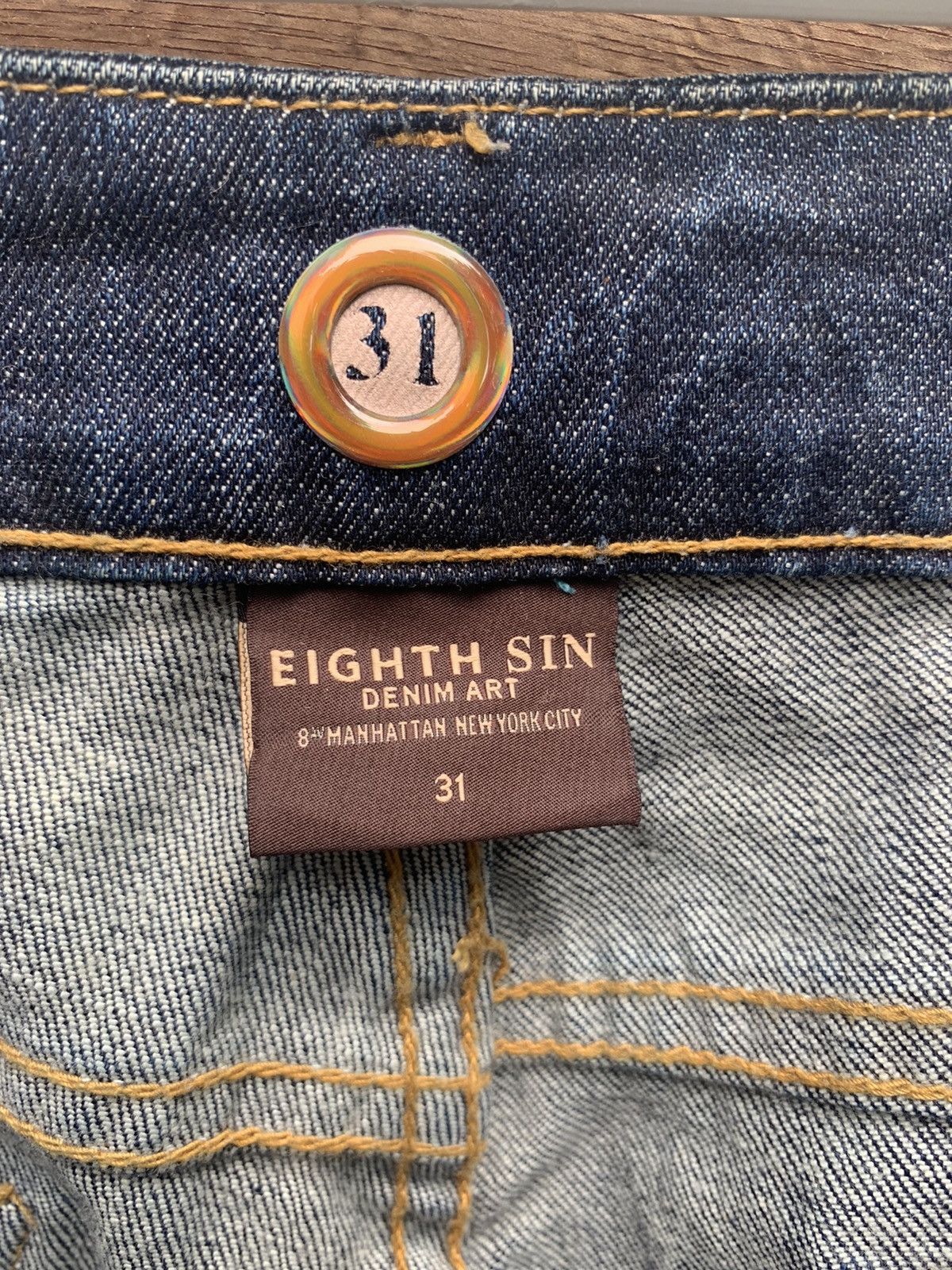 Art Comes First Eight Sin Denim Art Distressed Jeans Pants Size US 31 - 18 Thumbnail