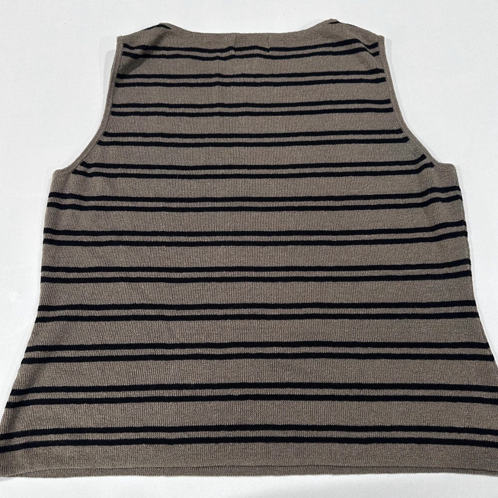 Vintage VINTAGE Chico's Design Tank Women L Brown Black Striped Knit Linen Cotton Nylon Crew Neck Sleeveless 90s Office Casual Womens Size L / US 10 / IT 46 - 3 Thumbnail