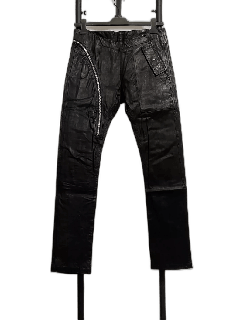 Rick Owens rick owens size 48 diagonal zipper leather pants Size US 38 / EU 54 - 1 Thumbnail