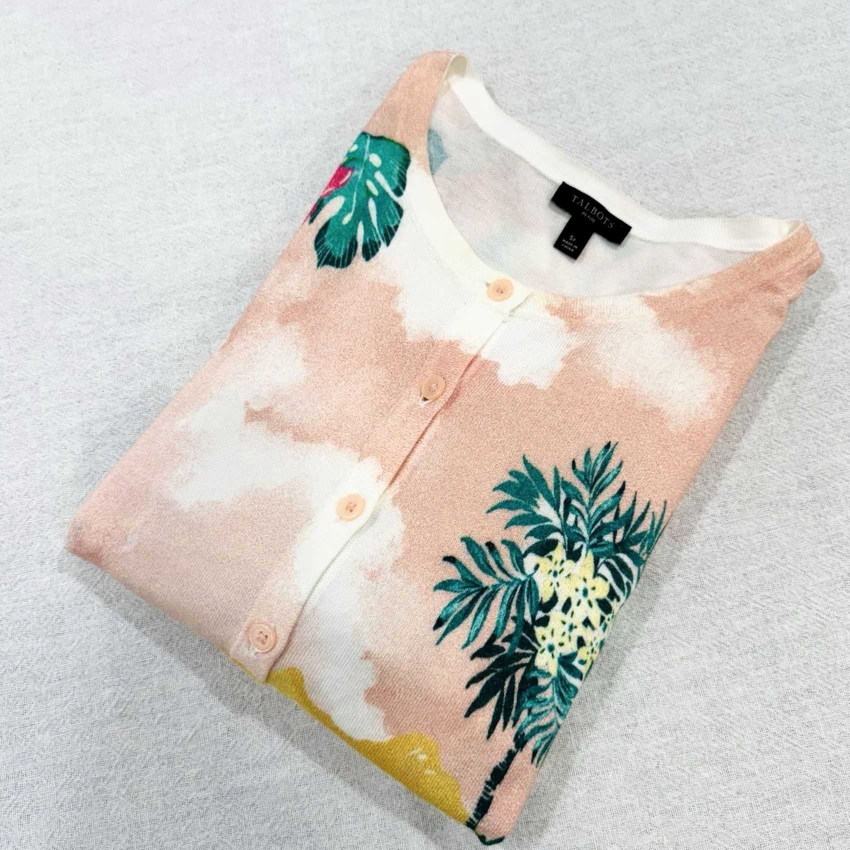 Talbots Talbots Cardigan Sweater Beach Landscape Print Multicolor 3/4 Sleeve V-Neck Petite Small Womens Size S / US 4 / IT 40 - 4 Thumbnail