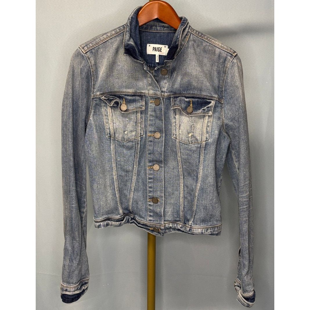 Paige PAIGE Denim Jean Jacket Madigan Distressed Trucker | Size L Size L / US 10 / IT 46 - 7 Thumbnail