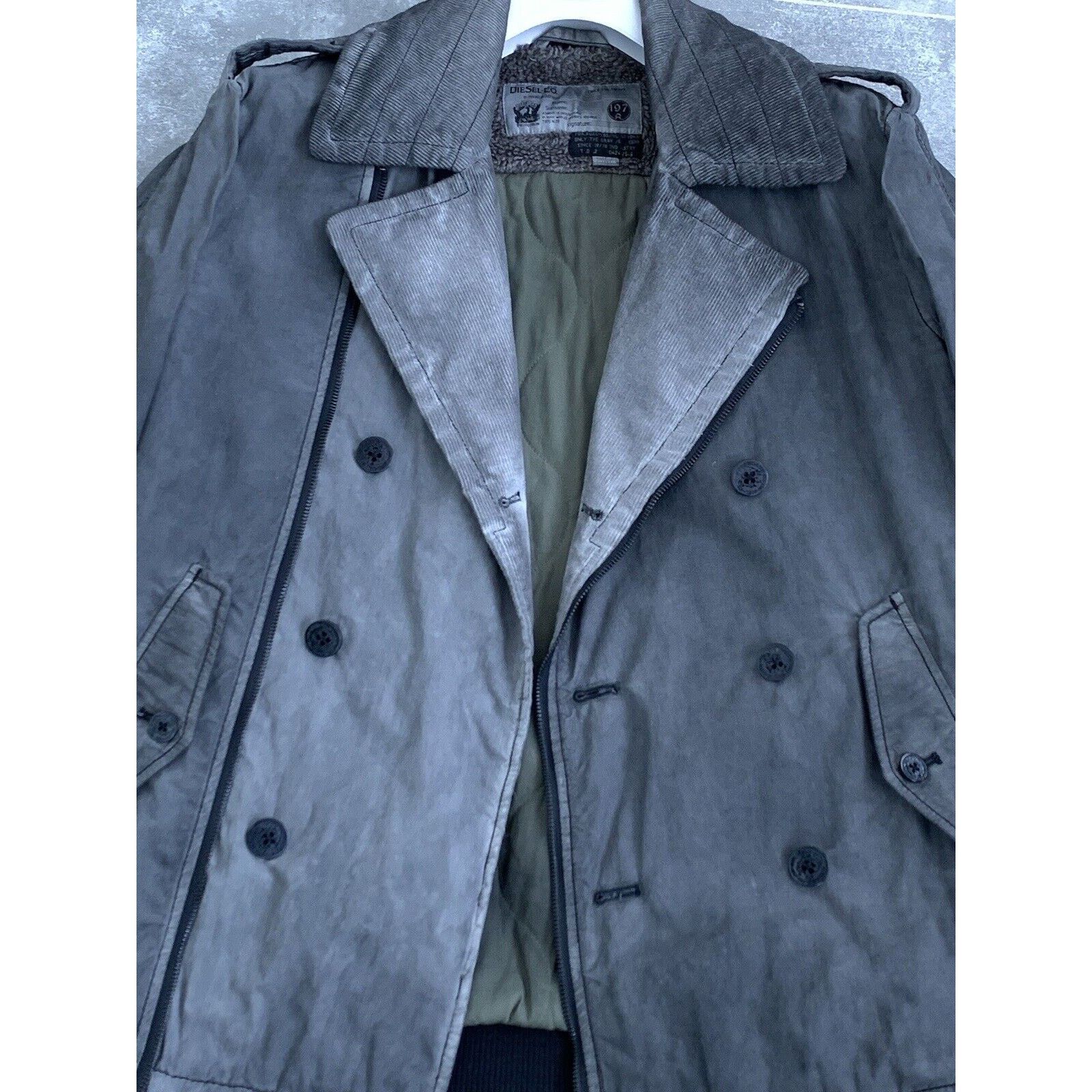Diesel Mens DIESEL Garment DYED Pea Coat Corduroy Jacket L EU 50 52 Size US L / EU 52-54 / 3 - 16 Thumbnail