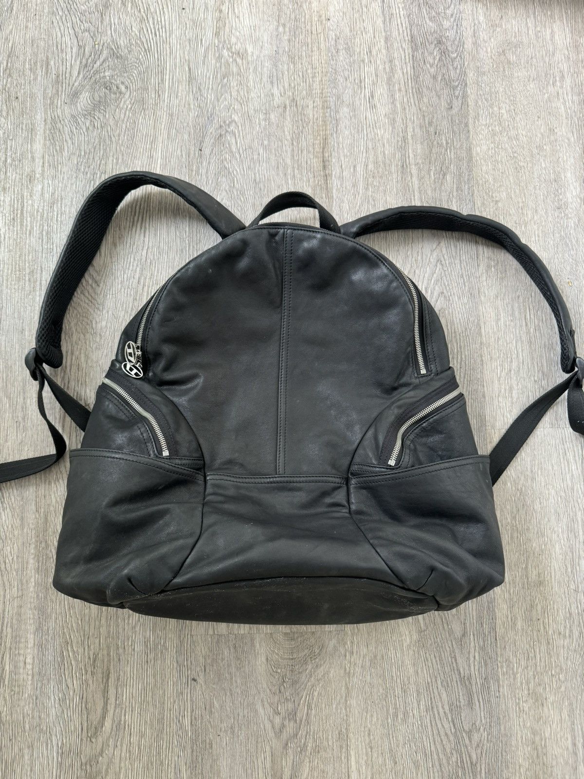 image of Diesel Leather Backpack in Black, Men's