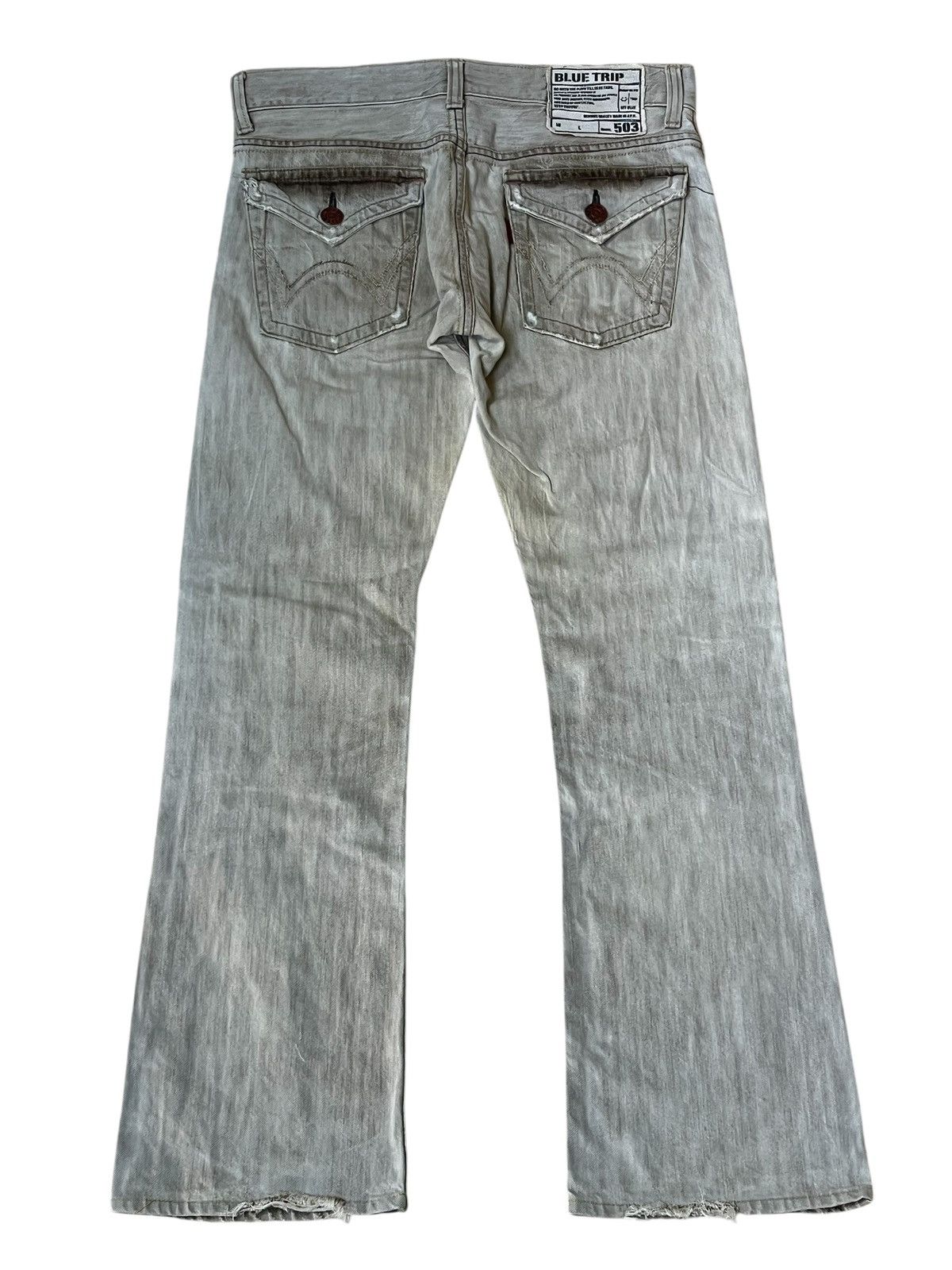 FLARE🔥VINTAGE EDWIN 503 FLARE BLUE TRIP DISTRESSED JEANS