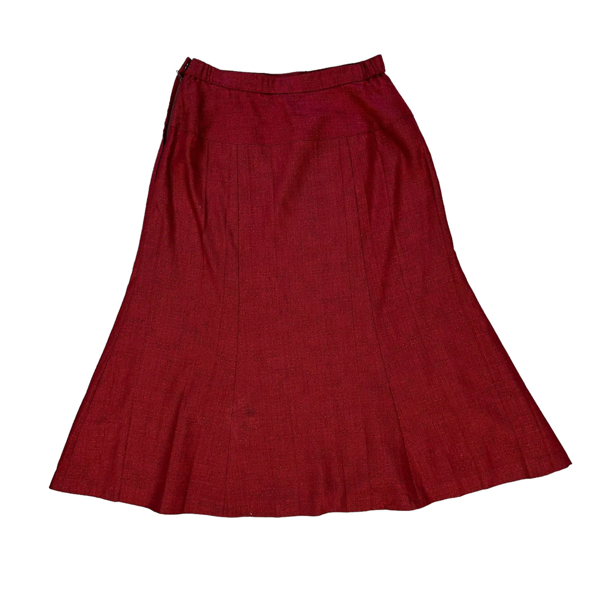 Christian Dior Monsieur Vintage CHRISTIAN DIOR Maroon Midi Skirt W28 #A44-1031 Size 28" / US 6 / IT 42 - 6 Thumbnail