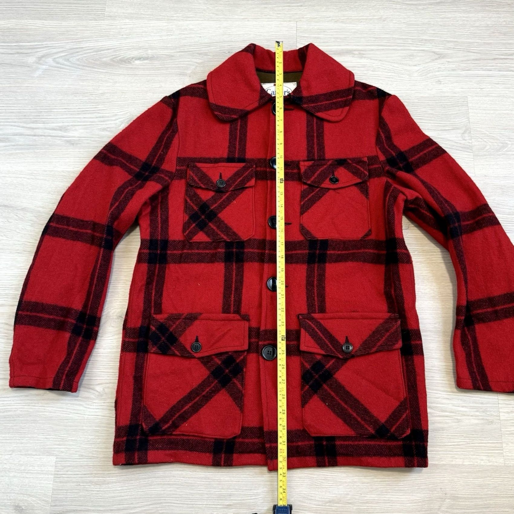 Vintage VINTAGE Carter’s Jacket Men’s Red Wool Hunting Plaid 50s 60s Buffalo Pit to Pit 21x33 Mid-Length Button Casual Workwear Woolrich Woolen Mills Mens Size US XXL / EU 58 / 5 - 7 Thumbnail