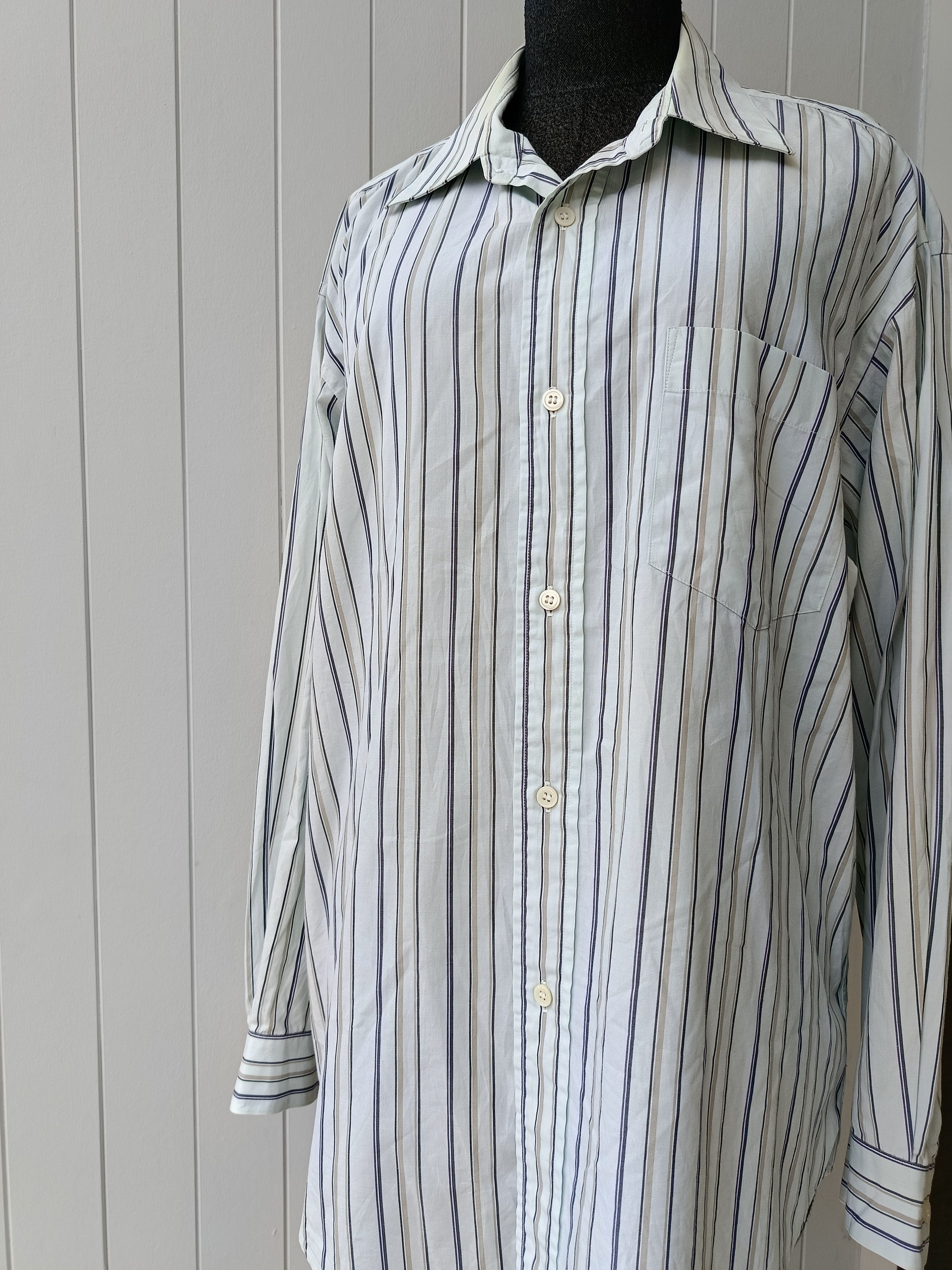 Issey Miyake Issey Miyake IM design Japan pinstripe white pale blue shirt Size US L / EU 52-54 / 3 - 9 Thumbnail