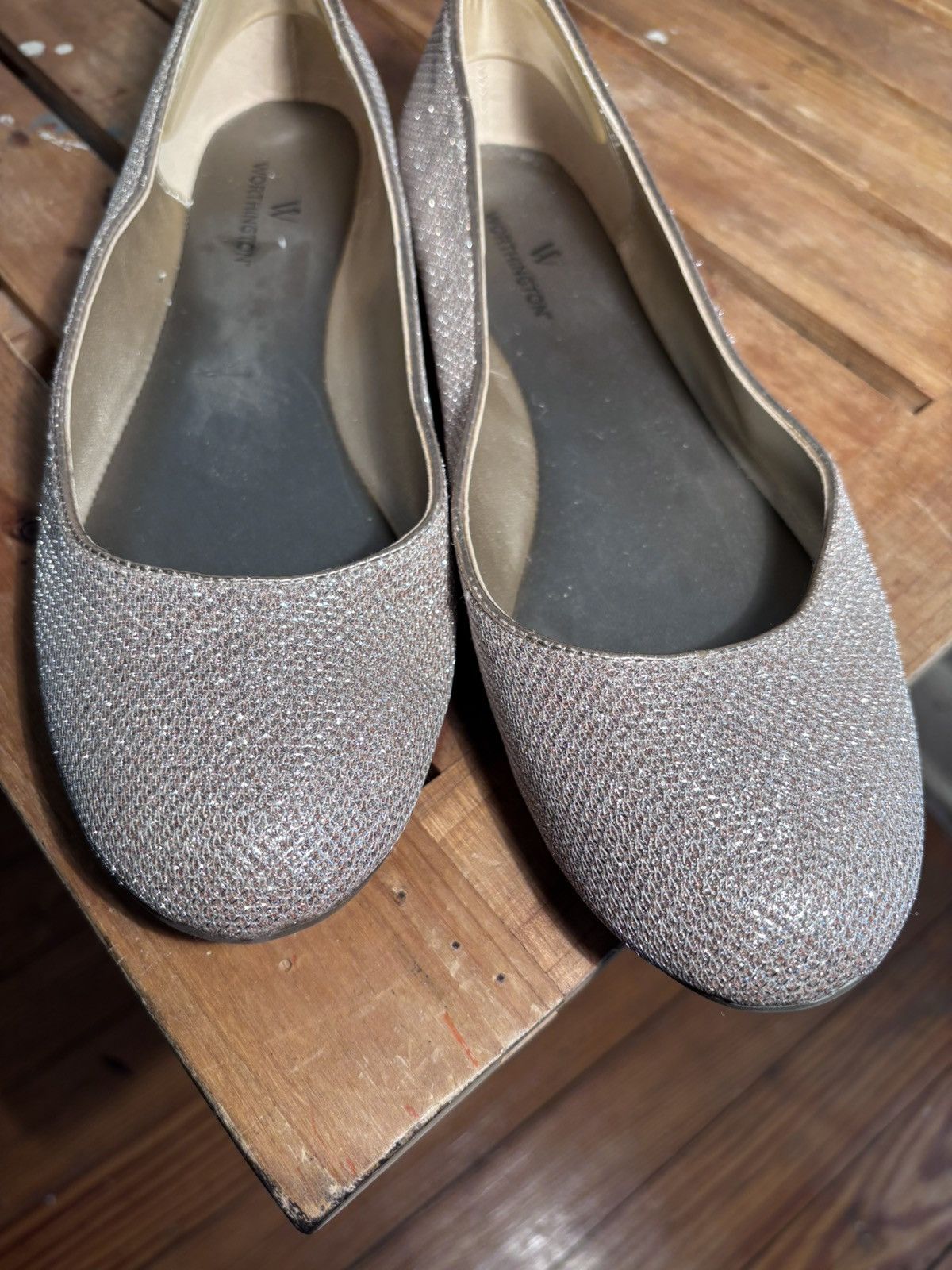 Worthington Worthington Silver Glitter Ballet Flats Size US 8.5 / IT 38.5 - 5 Thumbnail