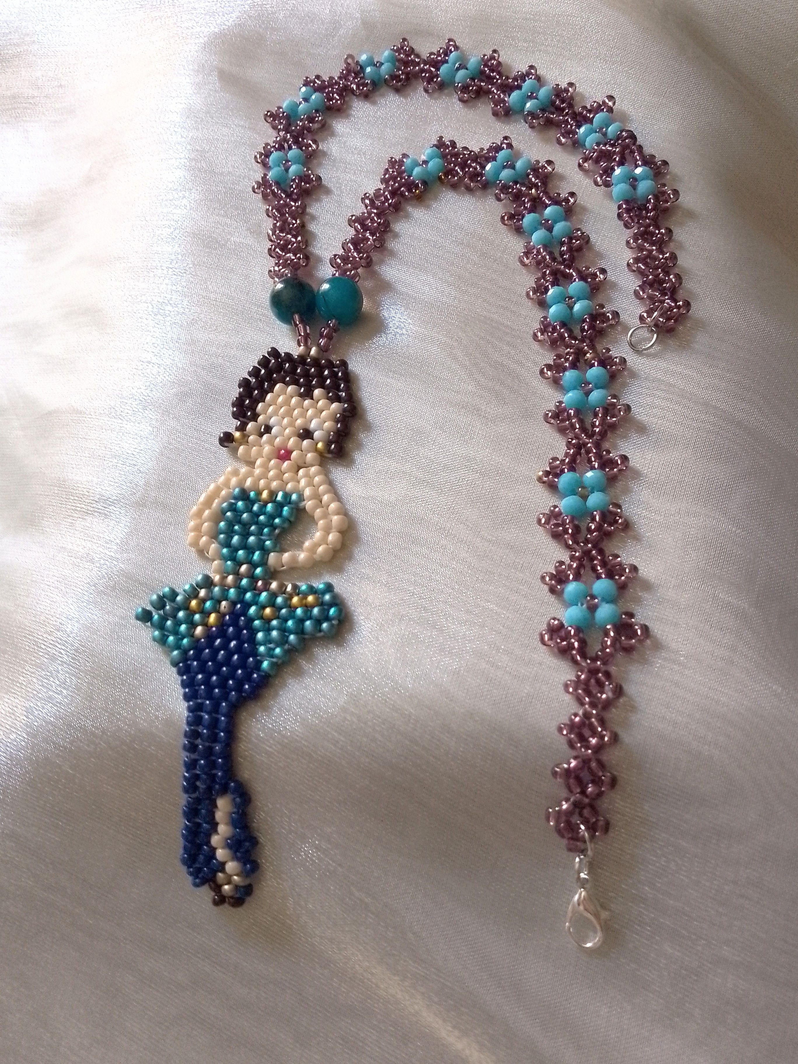 Handmade Long Boho Necklace Betty Boop pendant Apatite gemstones Size ONE SIZE - 5 Thumbnail