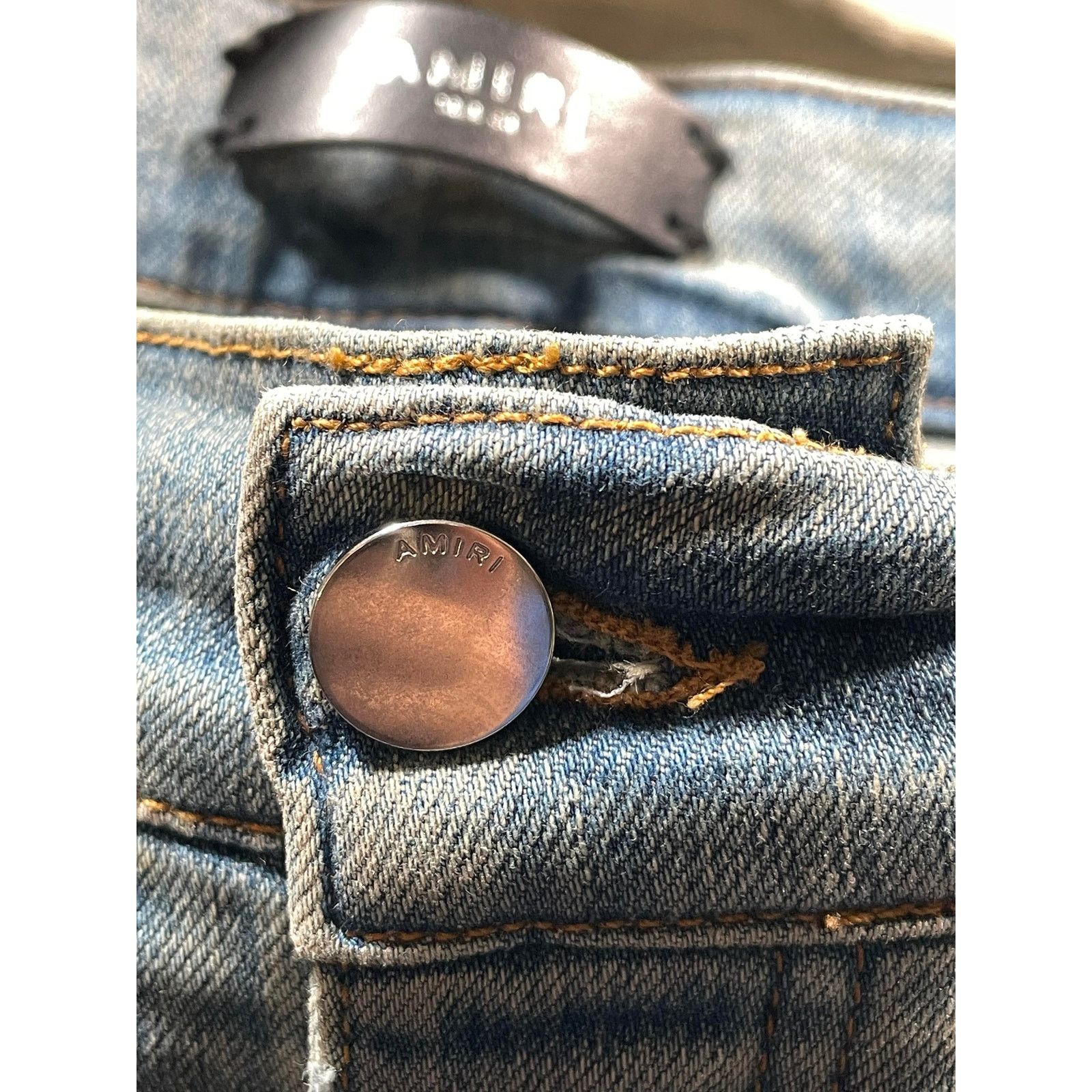 Amiri Amiri MX2 Plaid Patch Light Wash Jeans Size US 33 - 8 Thumbnail