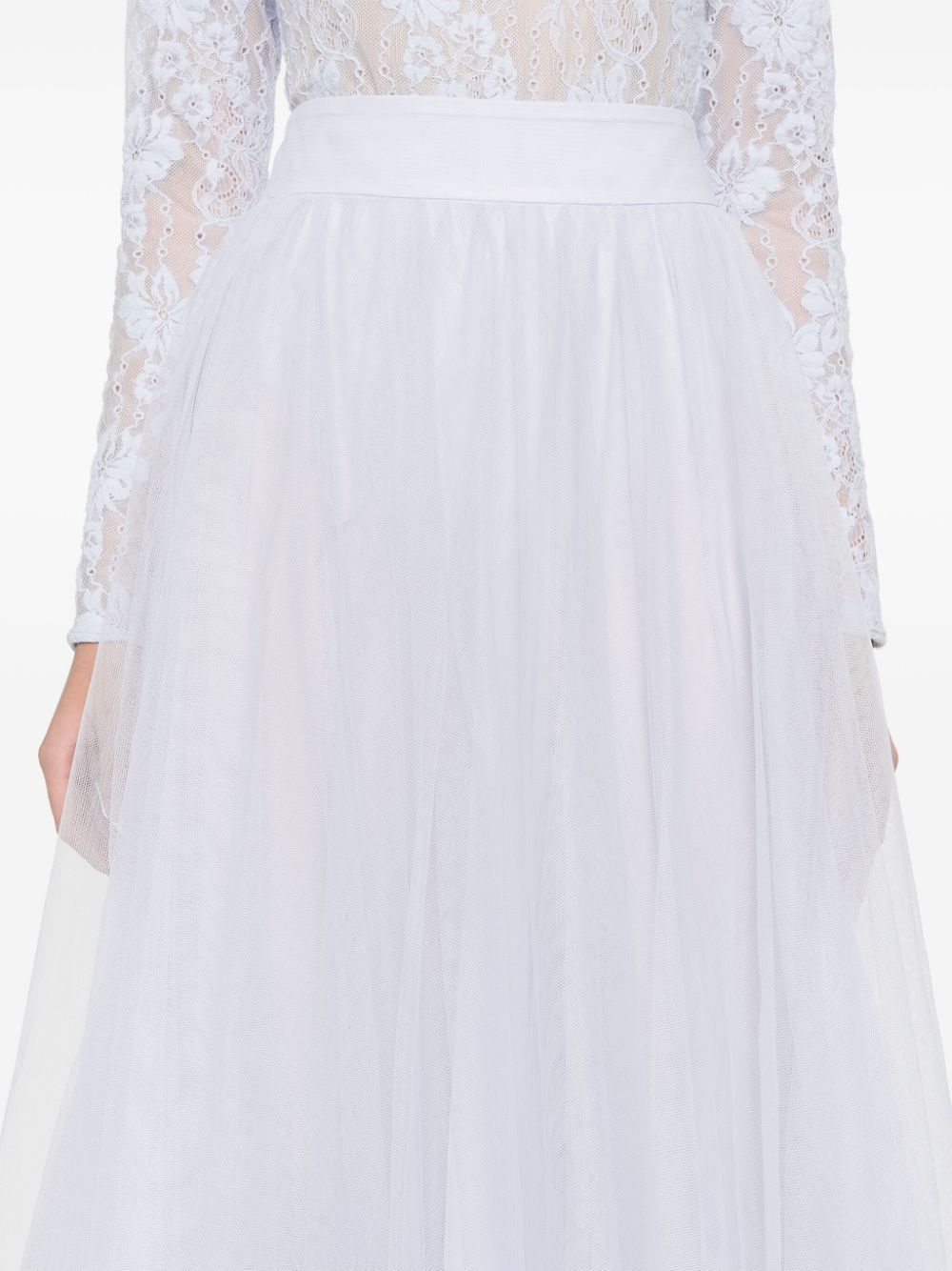 oc11z1025 Tulle Midi Skirt in Light Blue