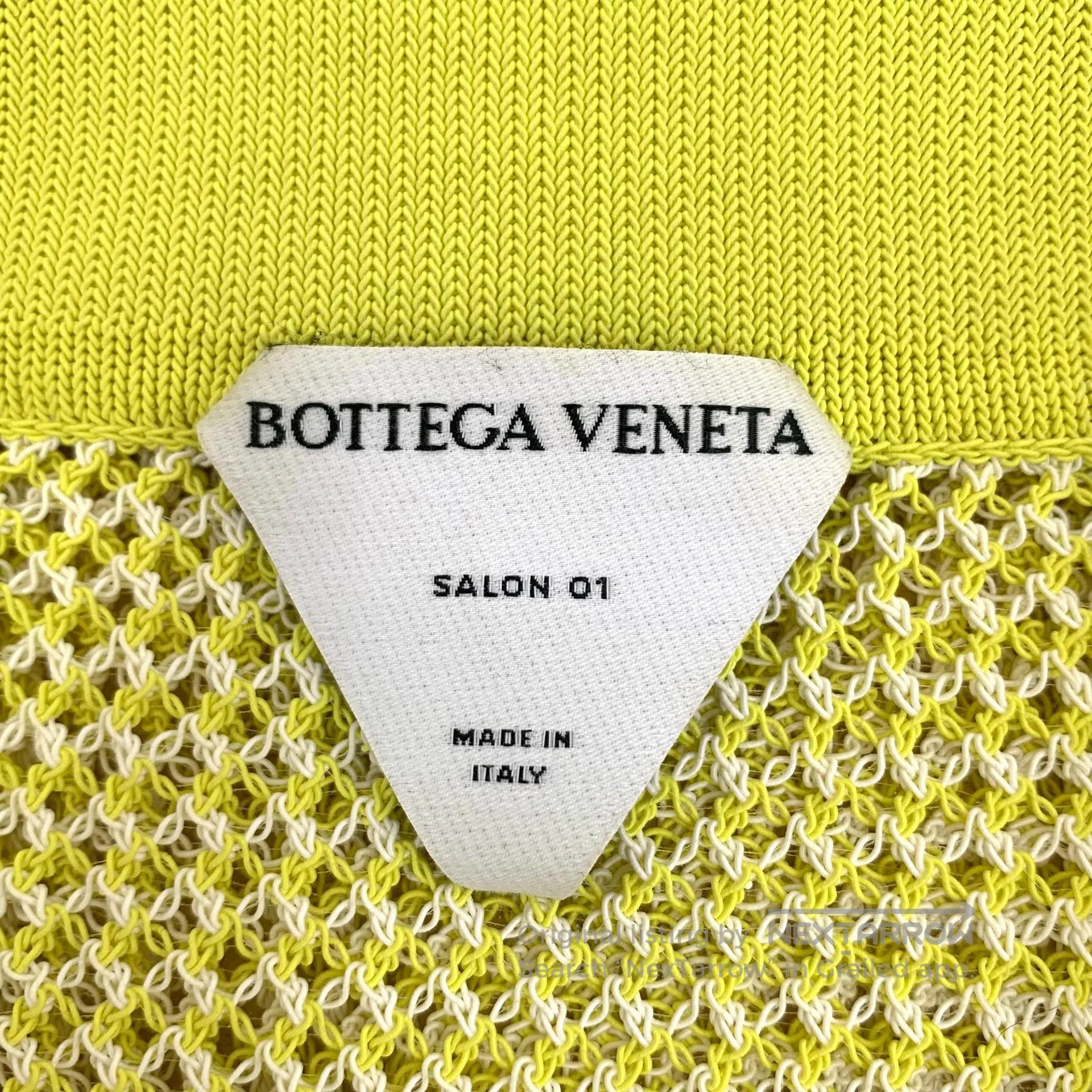 Bottega Veneta Bottega Veneta Yellow Net Knit Cotton Collar Short Sleeve Size S / US 4 / IT 40 - 5 Thumbnail