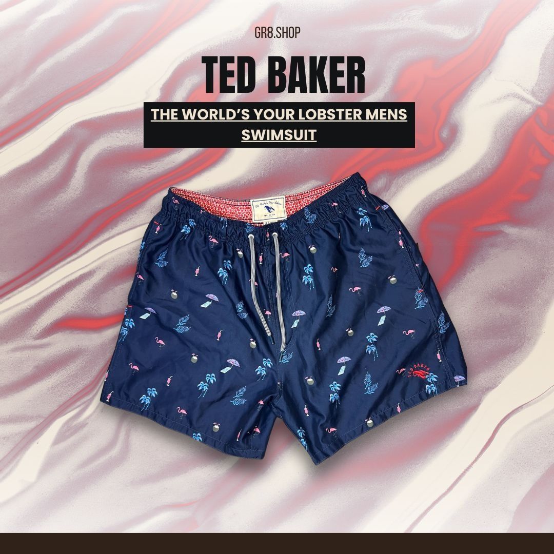 Ted Baker Ted Baker Mens The Worlds Your Lobster Swim Shorts Navy Blue Size US 32 / EU 48 - 1 Thumbnail