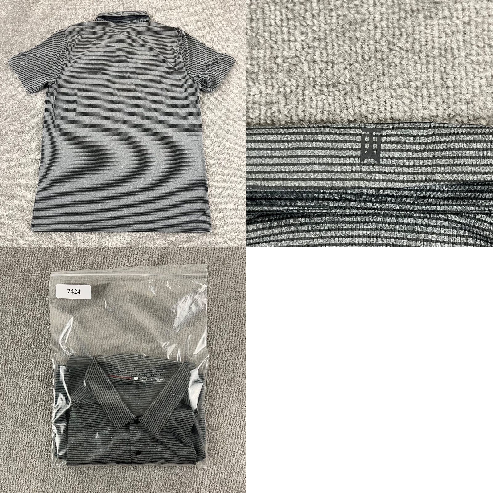 Nike Nike Tiger Woods Polo Shirt Mens Large Gray Striped Snap Collar Golf Stretch S/S Size US L / EU 52-54 / 3 - 8 Thumbnail
