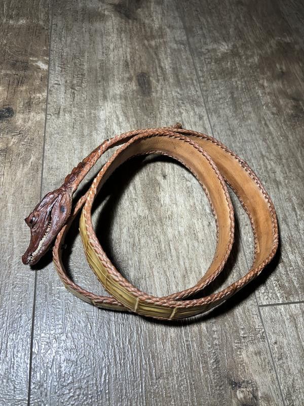 Handmade × Vintage Liquid vintage crocodile leather belt with crocodile head Size ONE SIZE - 2 Thumbnail