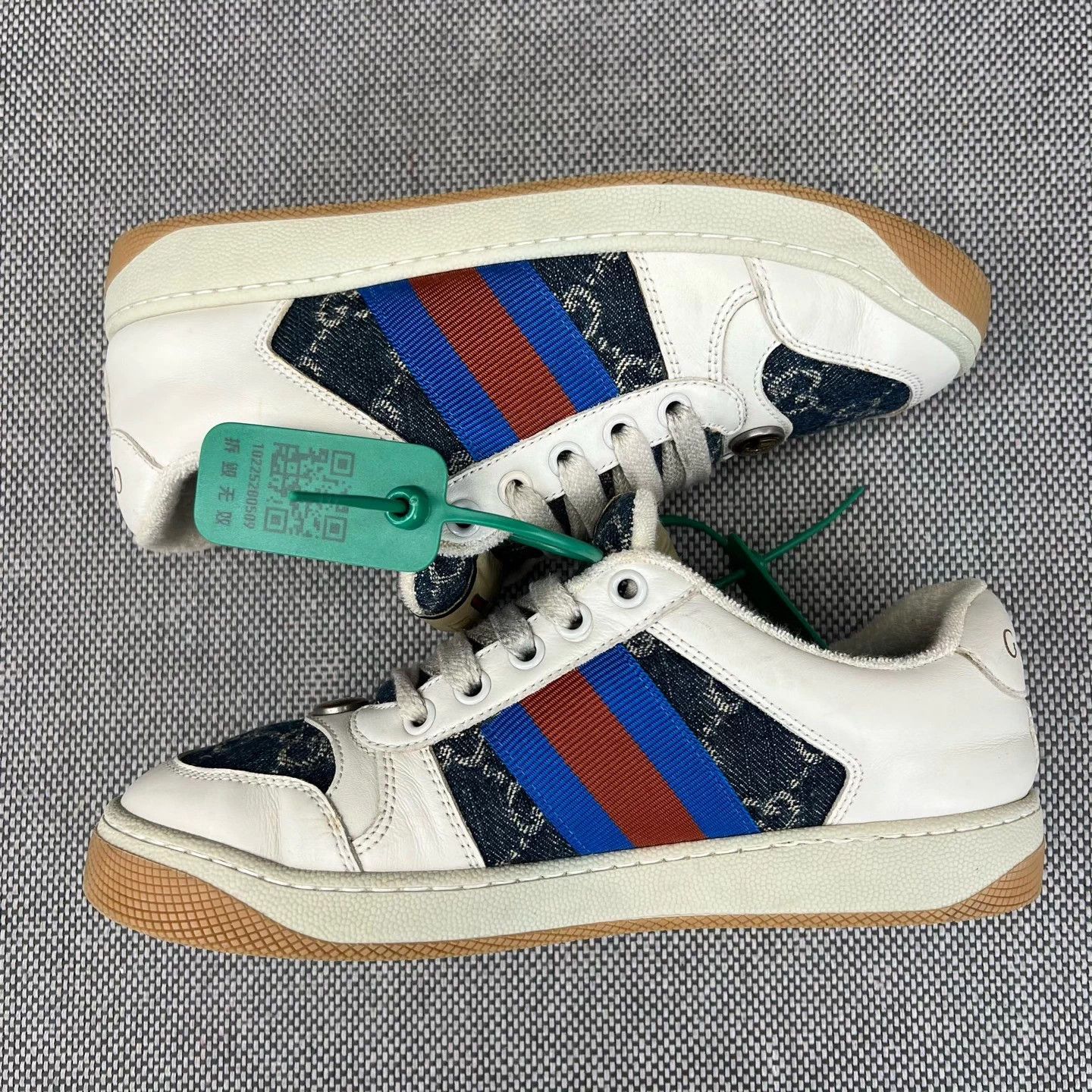 Gucci Gucci Ace Distressed Enamel Red Blue Sneakers Women's 35.5 Size US 4.5 / IT 34.5 - 3 Thumbnail