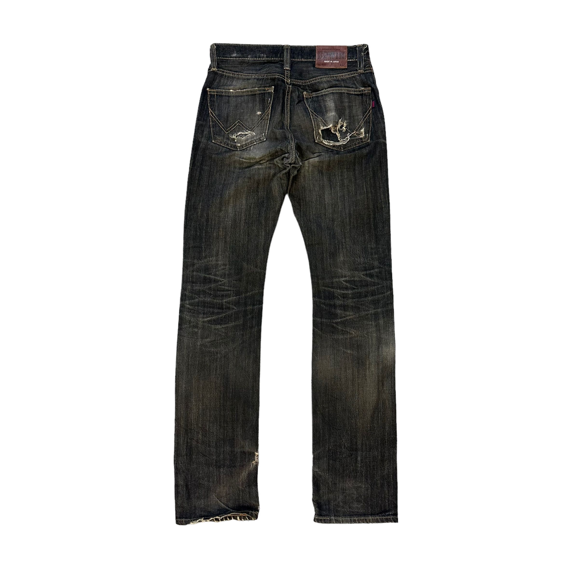 Edwin TRASHED🔥 VINTAGE EDWIN DISTRESSED JEANS #7627-158 Size US 27 - 12 Thumbnail