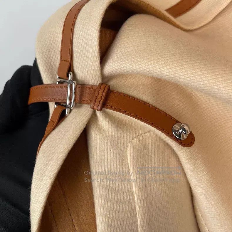 Hermes Hermes Khaki Full Cashmere and Leather Patch Cloak Coat Size XXS / US 00 / IT 34 - 3 Thumbnail