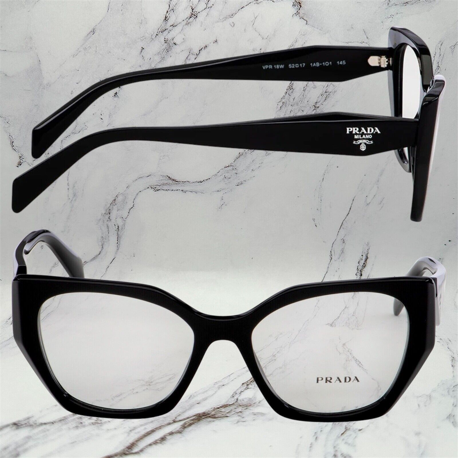 Prada New Prada Eyeglasses Women Black Symbole Logo Glasses 52mm Size ONE SIZE - 5 Thumbnail