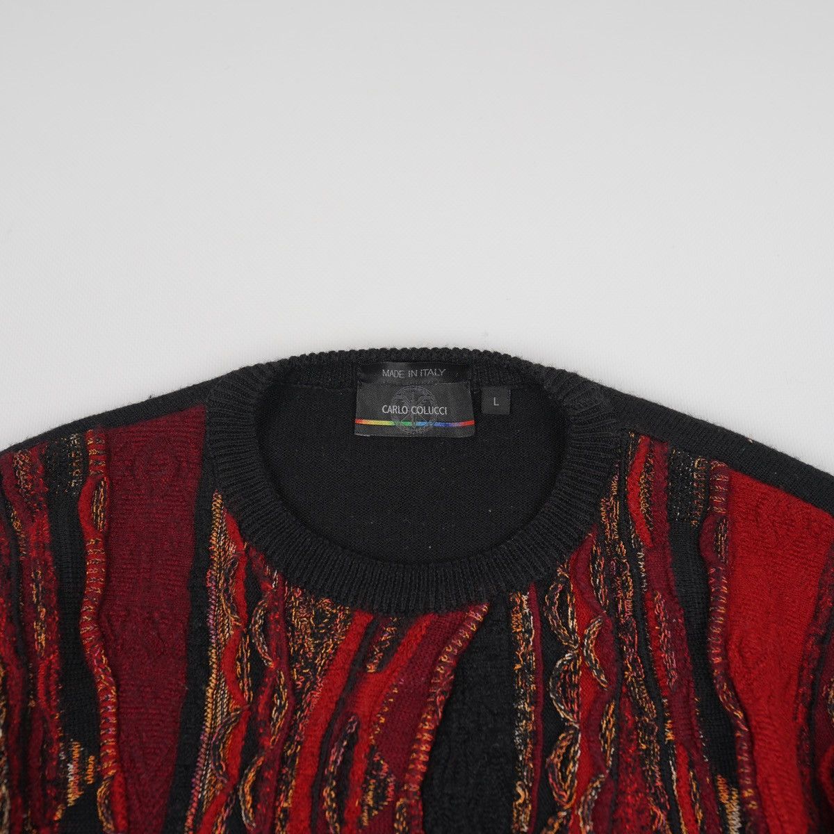 Carlo Colucci Carlo Colucci Wool Australian Red Pattern Sweater Size L / US 10 / IT 46 - 9 Thumbnail