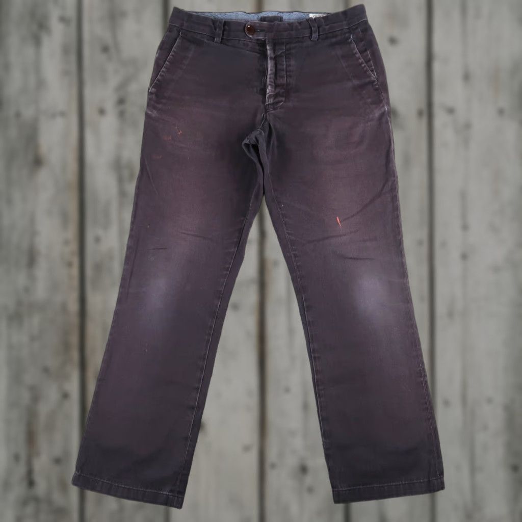 Gustin GUSTIN Pants Men 33 Blue Twill Chino Slim Straight Button Fly Casual Preppy Mens Size US 33 - 1 Thumbnail