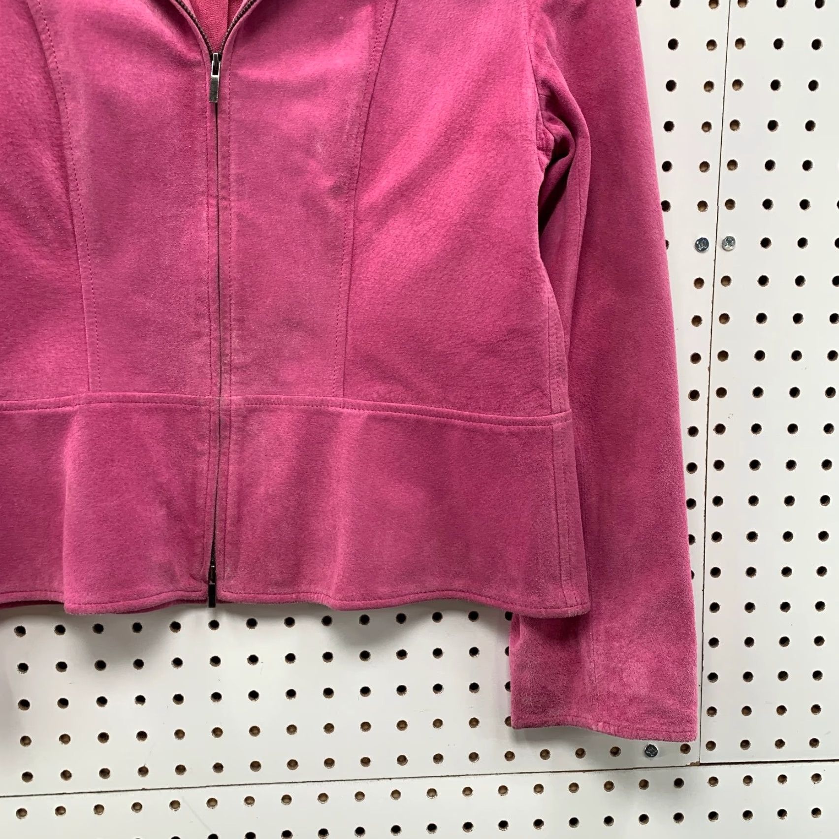 Anne Klein Anne Klein Suede Jacket Womens 10 Pink Zip Collared Lined Retro Classic Jacket Size L / US 10 / IT 46 - 7 Thumbnail
