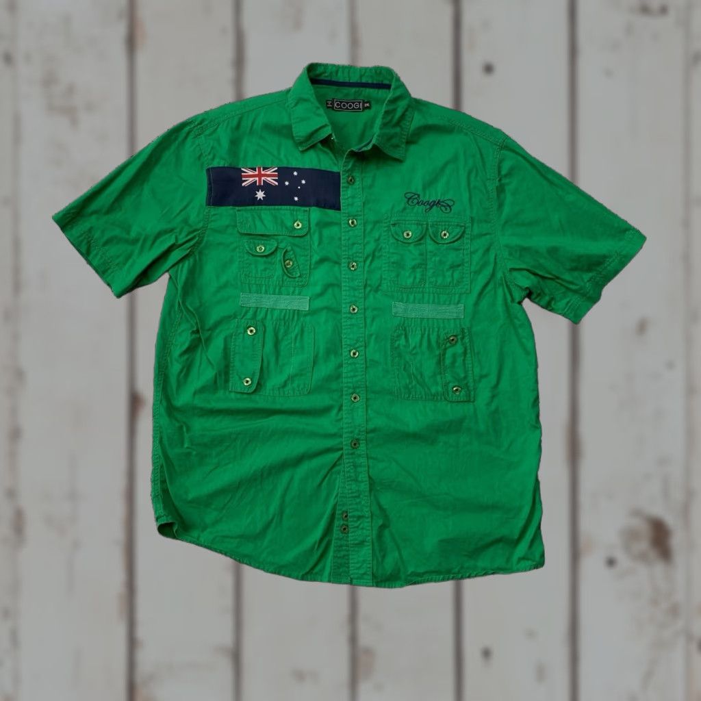 Coogi COOGI Shirt Mens 2XL Green Safari Utility Expedition Pockets Australia Patch Shirt Size US XXL / EU 58 / 5 - 1 Thumbnail