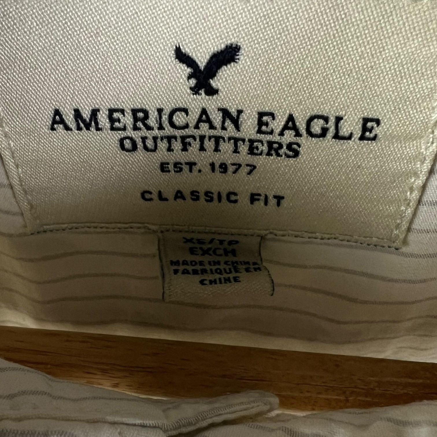 American Eagle Outfitters Men's American Eagle Cream Striped Button-Up Shirt - Size XS Size US XS / EU 42 / 0 - 3 Thumbnail