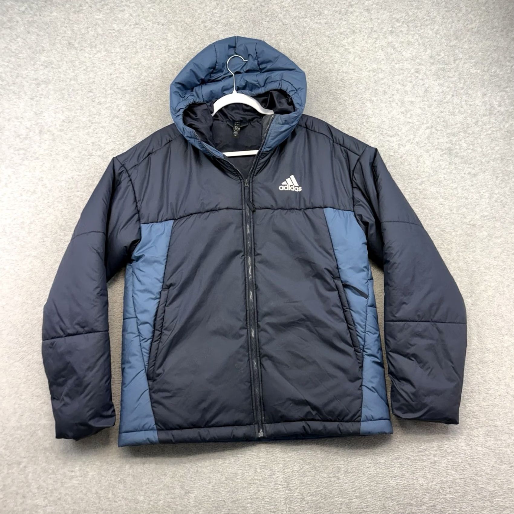 Adidas adidas 3-Stripes Puffy Hooded Jacket Blue M Men’s Winter Shirt? Size US M / EU 48-50 / 2 - 2 Thumbnail