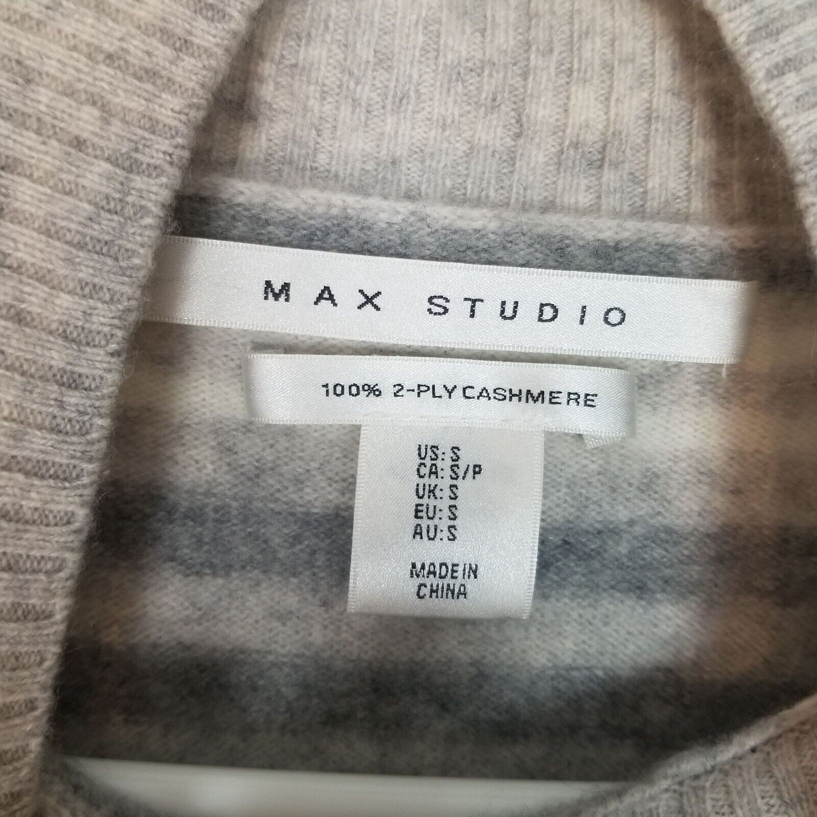 Max Pittion Max Studio Womens Striped Cashmere Sweater S Quiet Luxury Size S / US 4 / IT 40 - 6 Thumbnail